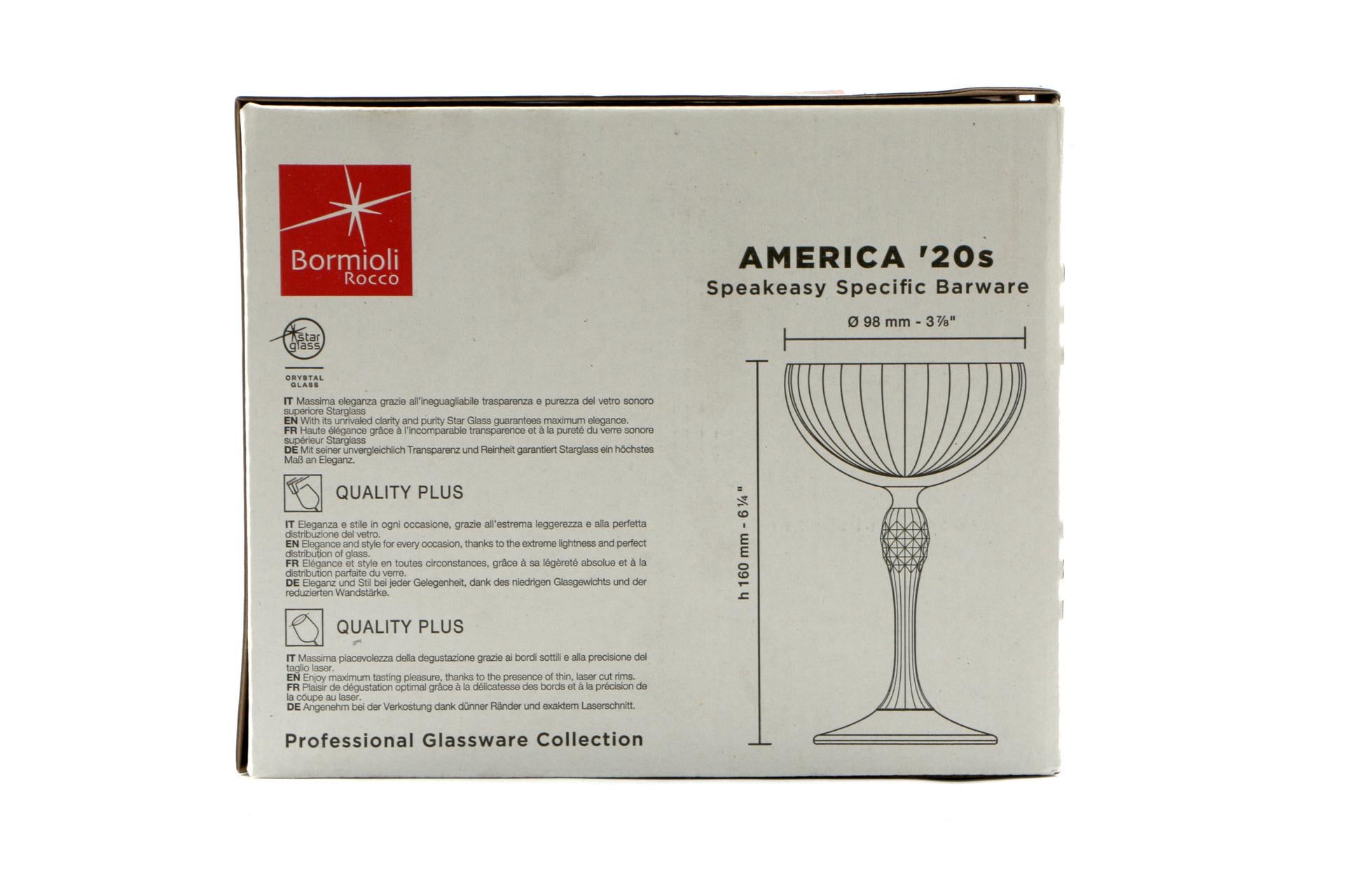 Bormioli Rocco America '20s Set 6 Calici Cocktail Coupe H.15.7 cm - 23 cl Ø9.8 cm - Set 6 Pz 6