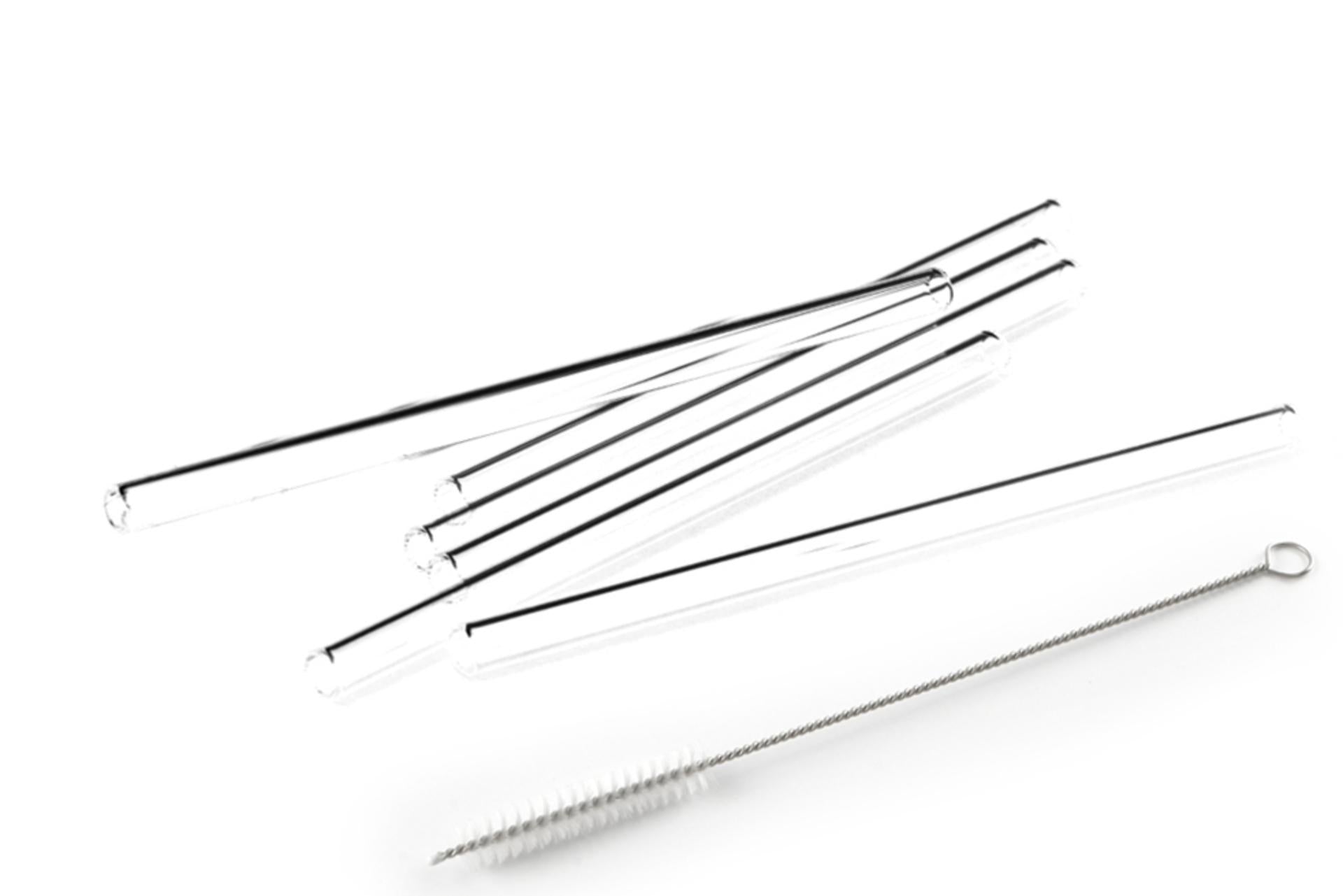Simax Set 6 Cannucce Dritte In Vetro Ø10 mm - 23 cm Con Scovolino - Set 6 Pz