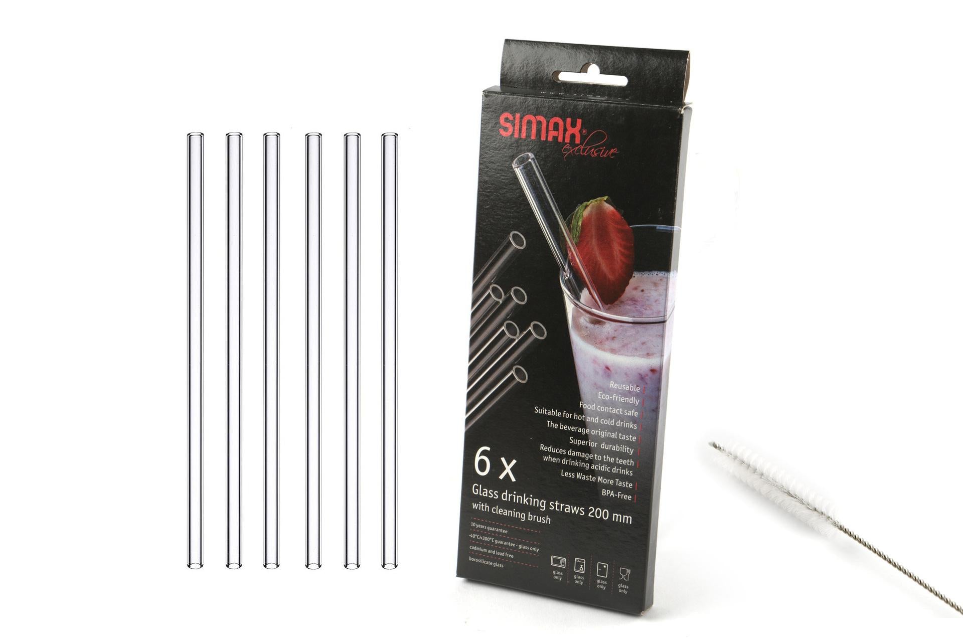 Simax Set 6 Cannucce Dritte In Vetro Ø10 mm - 20 cm Con Scovolino - Set 6 Pz