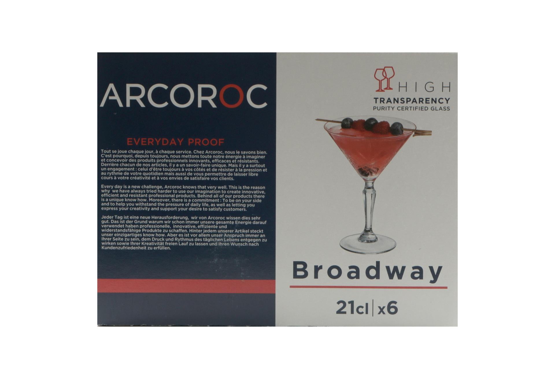 Arcoroc Broadway Calice Cocktail Cl.21 - H.155 mm Ø118 mm In Vetro Trasparente - Set 6 Pz 8