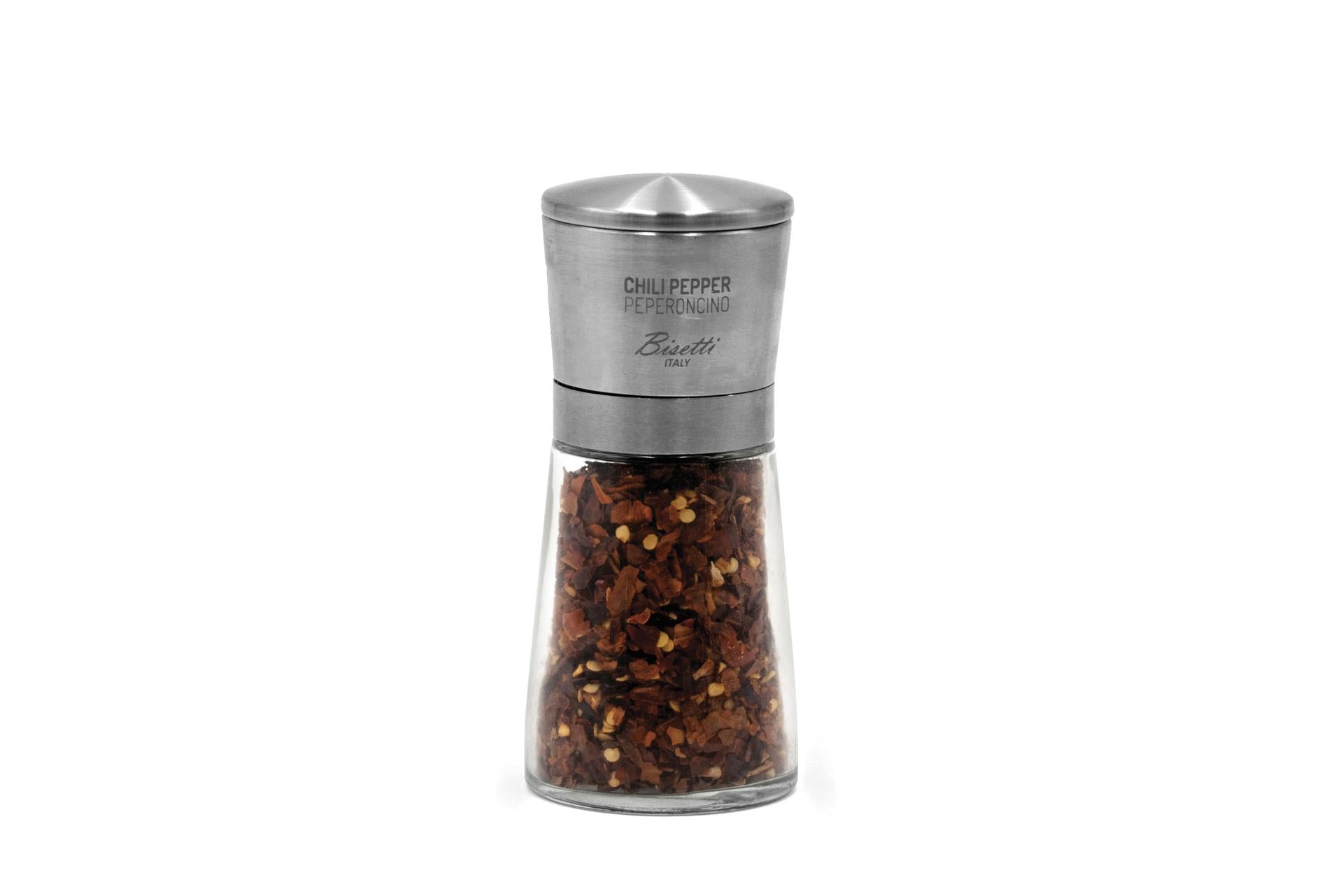 Bisetti Macinapeperoncino La Spezia H.14.5 cm - Macinapepe In Vetro Trasparente