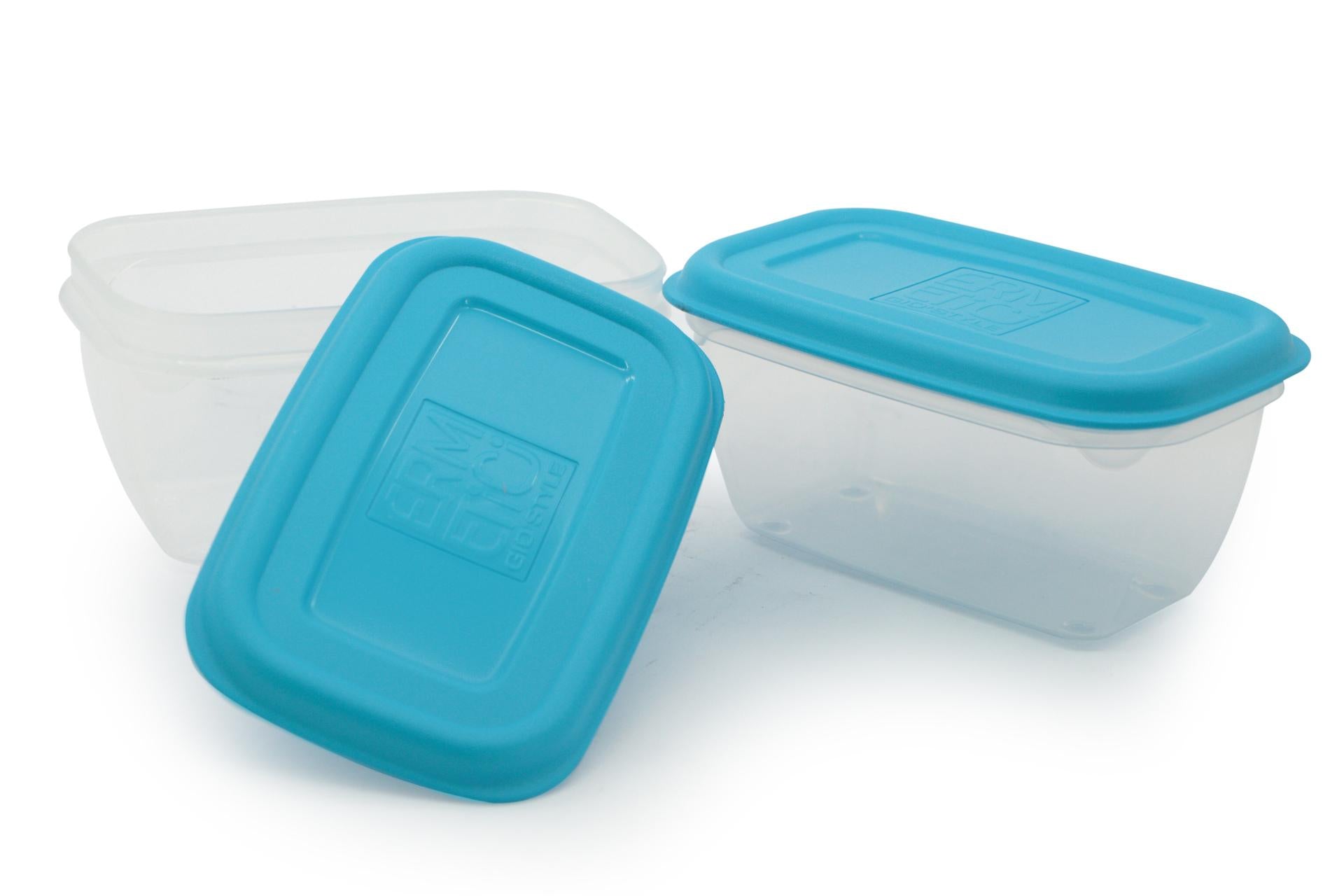 Giostyle Set 2 Contenitori Ermetici Rettangolari Blu L.0.5 - Impilabili e Salvaspazio - Set 2 Pz