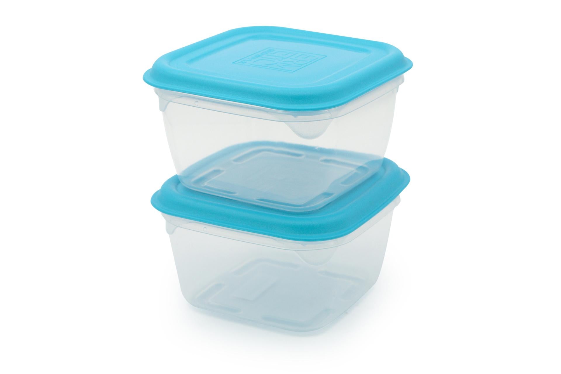 Giostyle Set 2 Contenitori Ermetici Quadri Blu L.0.5 - Impilabili e Salvaspazio - Set 2 Pz