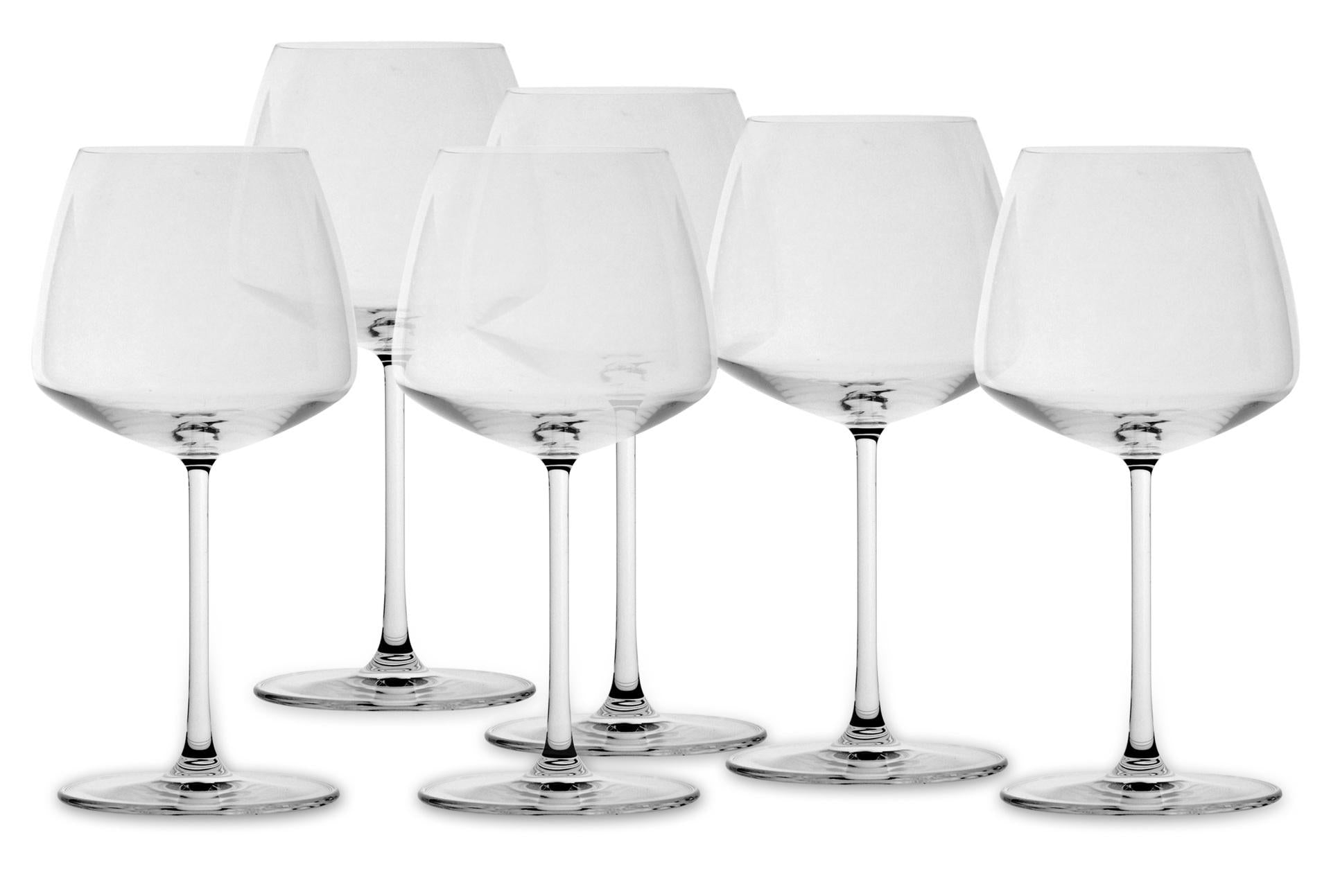 Pasabahce Mirage Elegant Set 6 Calici Vino Rosso 57 cl - Stelo Lungo e Design Geometrico - Set 6 Pz