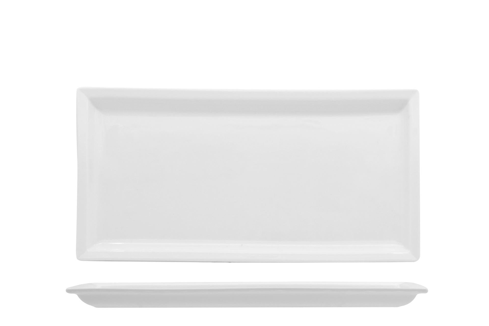 Just White Piatto Rettangolare 36.5 x 18 cm In Porcellana Bianca - Set 3 Pz