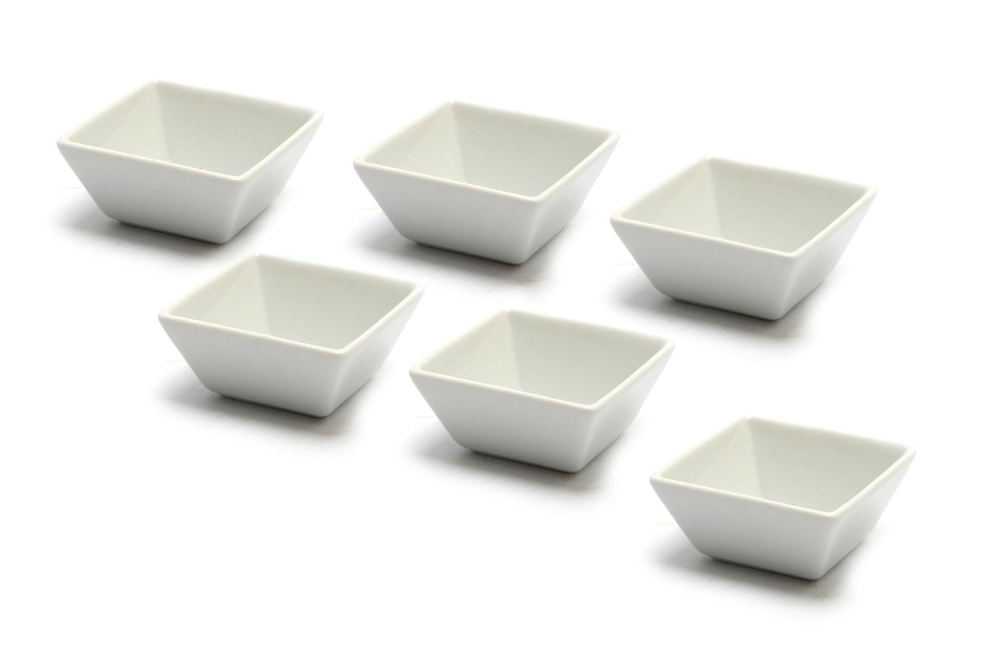 Just White Set 6 Coppette Quadre H.3 cm - 6.5 x 6.5 cm In Porcellana Bianca - Set 6 Pz