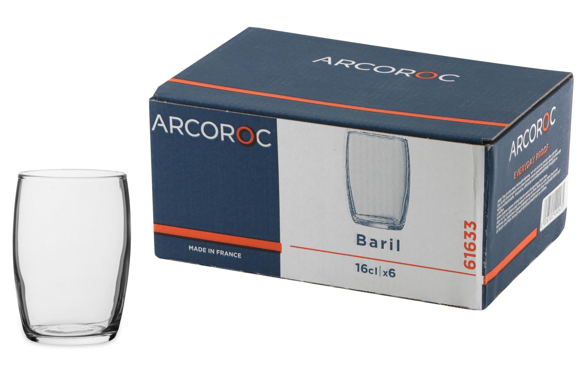 Arcoroc Baril Bicchiere 16 cl In Vetro - Set 6 Pz