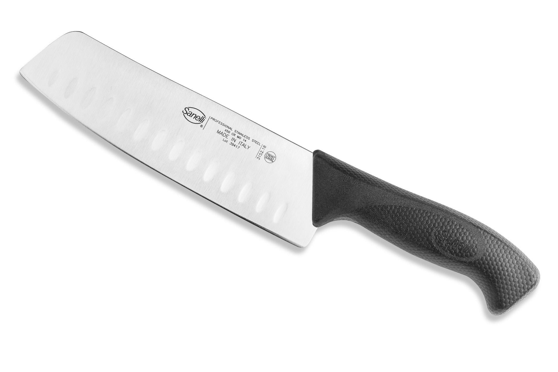 Sanelli Skin Coltello Giapponese Olivato 18 cm - Lama In Acciaio Inox Con Manico Ergonomico