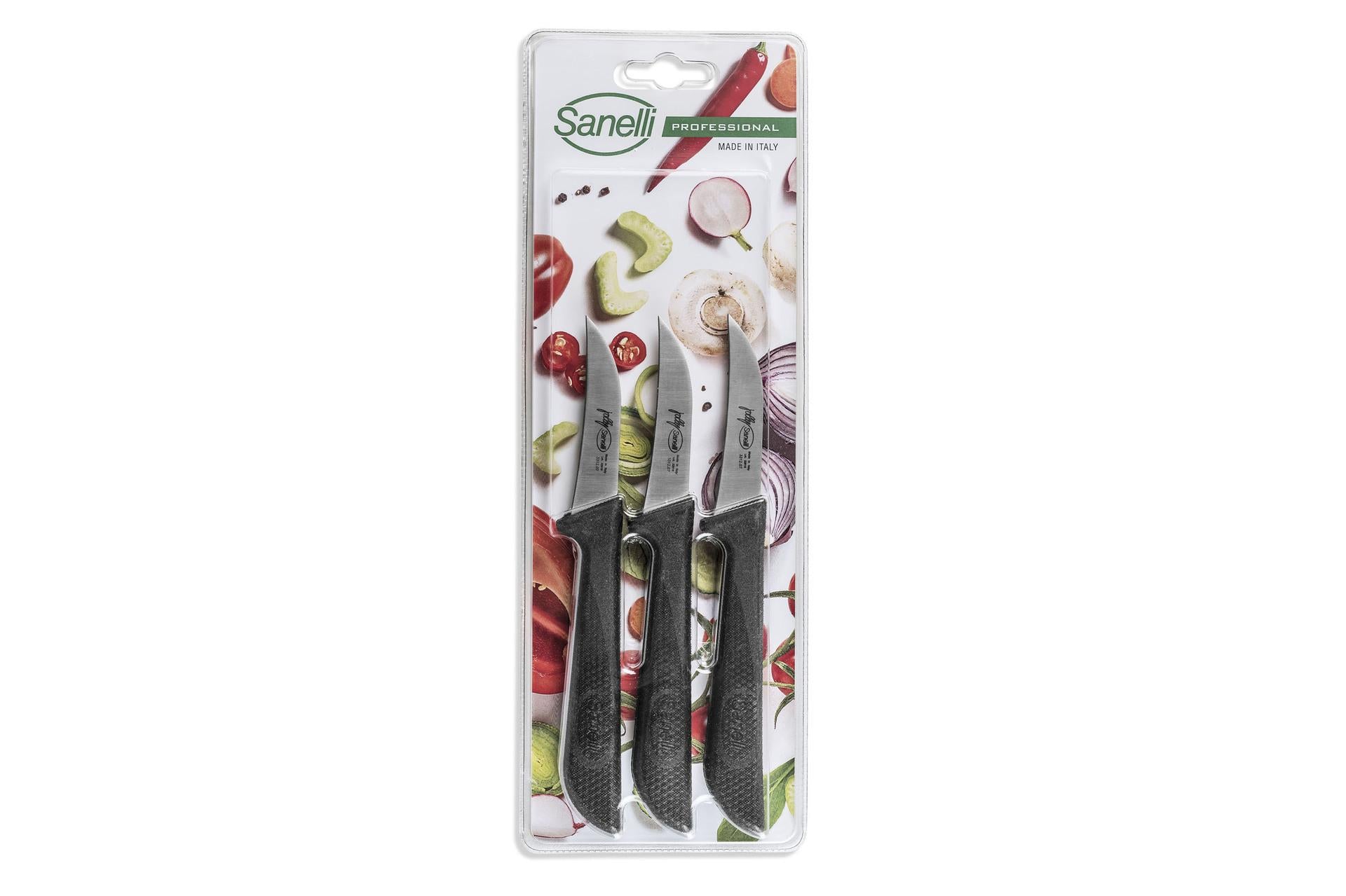 Sanelli Jolly Set Coltelli Verdura 3 Pezzi - Lama 7 cm Per Lavorazione Verdure - Set 3 Pz