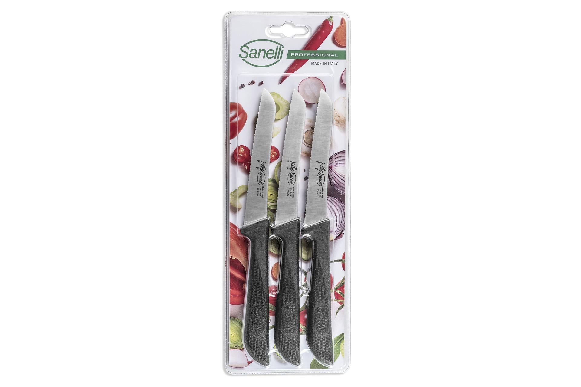 Sanelli Jolly Set Coltelli 3 Pezzi Pomodoro - Lama 12 cm - Set 3 Pz
