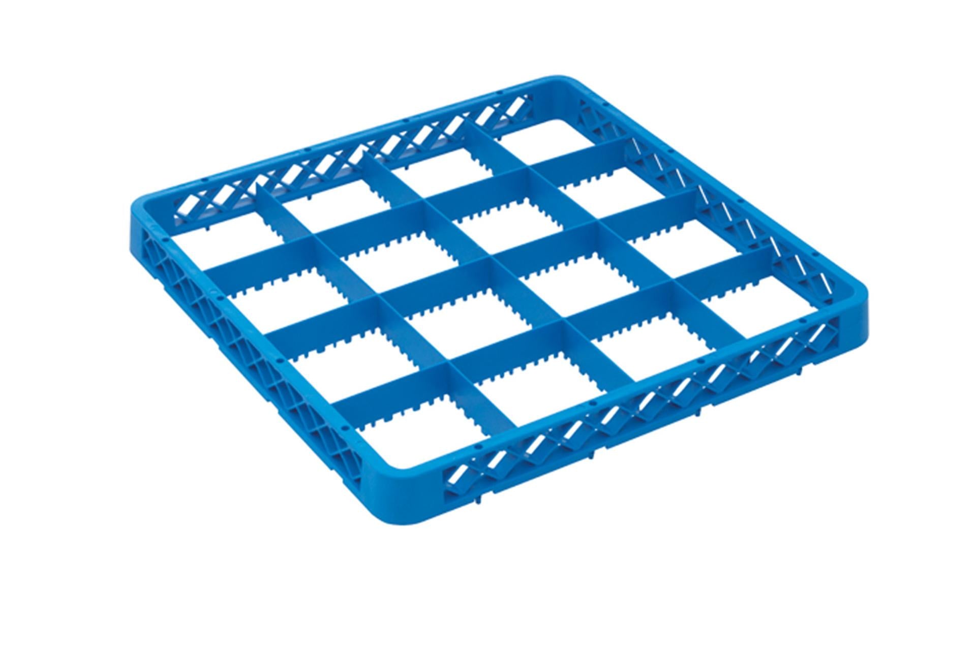 Inox Macel Rialzo per Base 16 Scomparti Blu 50x50 cm - Cestelli Industriali in Polipropilene per Lavastoviglie