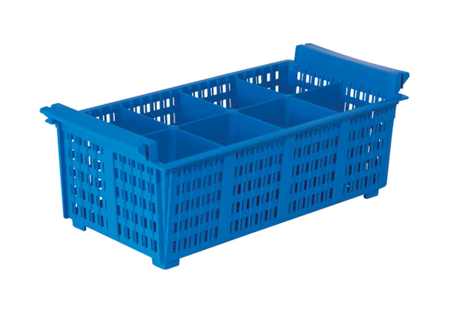 Inox Macel Portaposate 8 Scomparti Blu - 43 x 20.5 x H.14 cm Per Lavastoviglie
