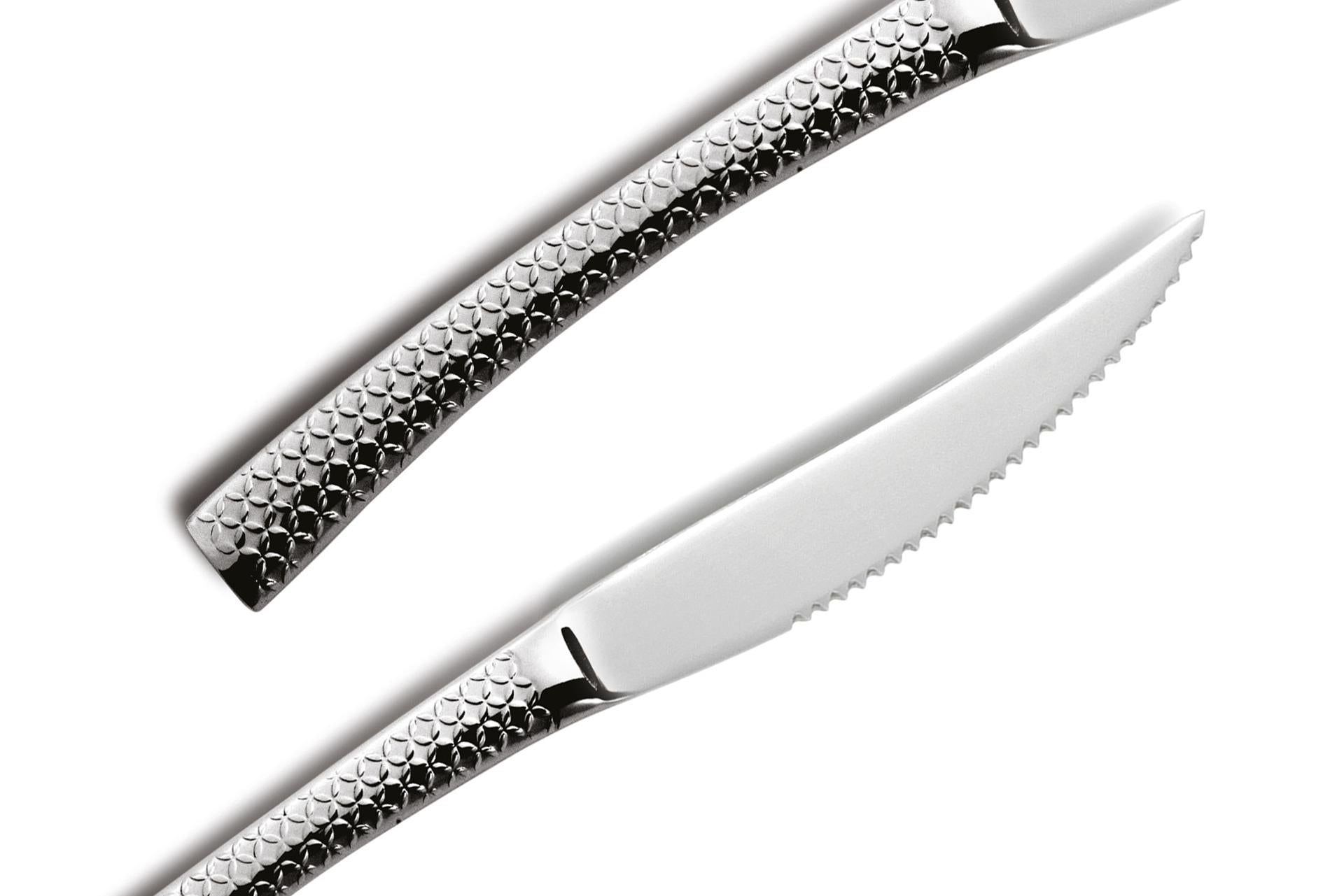 Comas Hidraulic Coltello Bistecca Inox Forgiato - Collezione Posate Nickel Free Con Manico Lavorato, Spessore Fino a 3mm, Finitura Lucida - Set 12 Pz