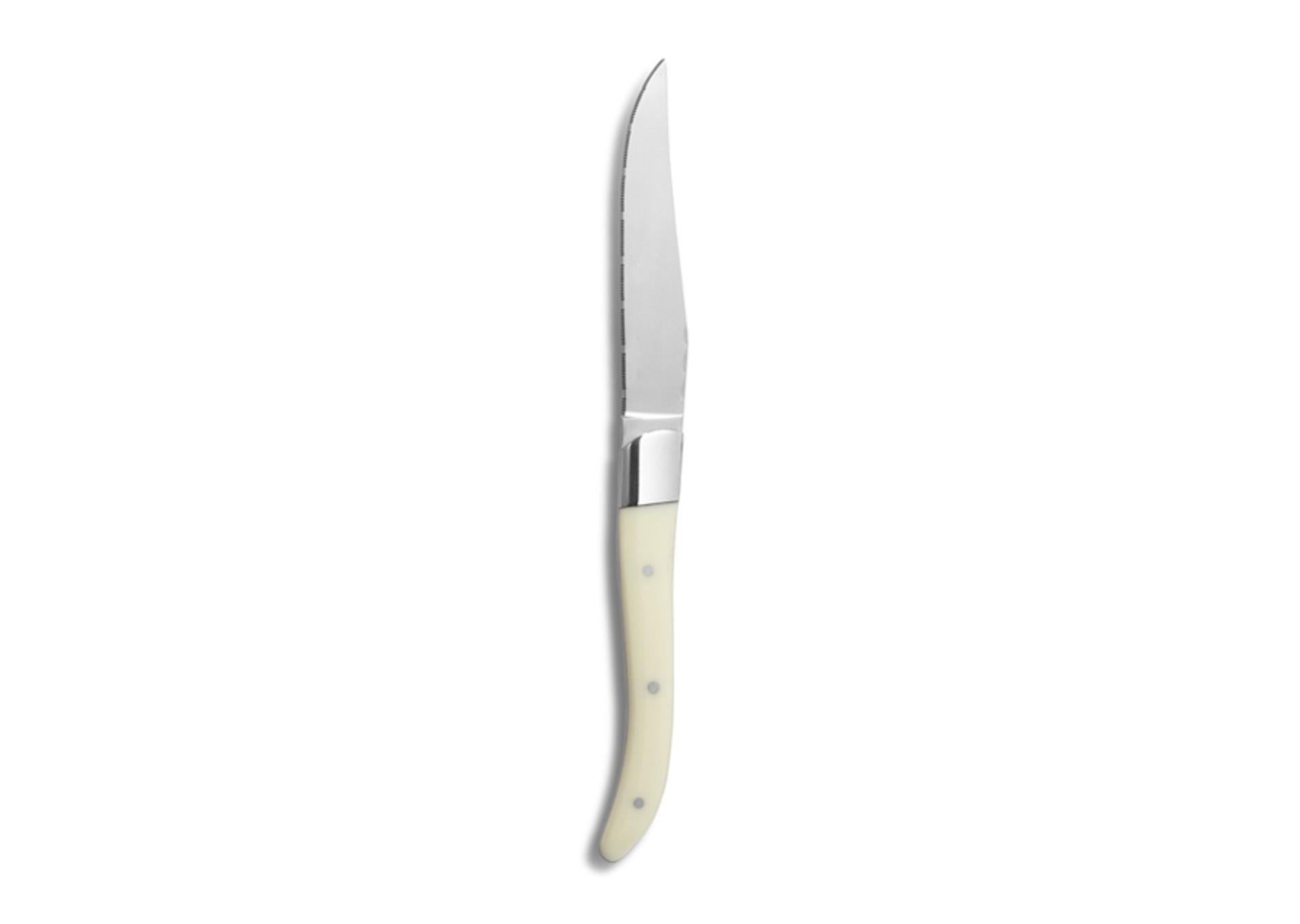 Comas Chuleteros HQ Coltello Steak - Lama Microseghettata Con Manico Bianco - Set 6 Pz