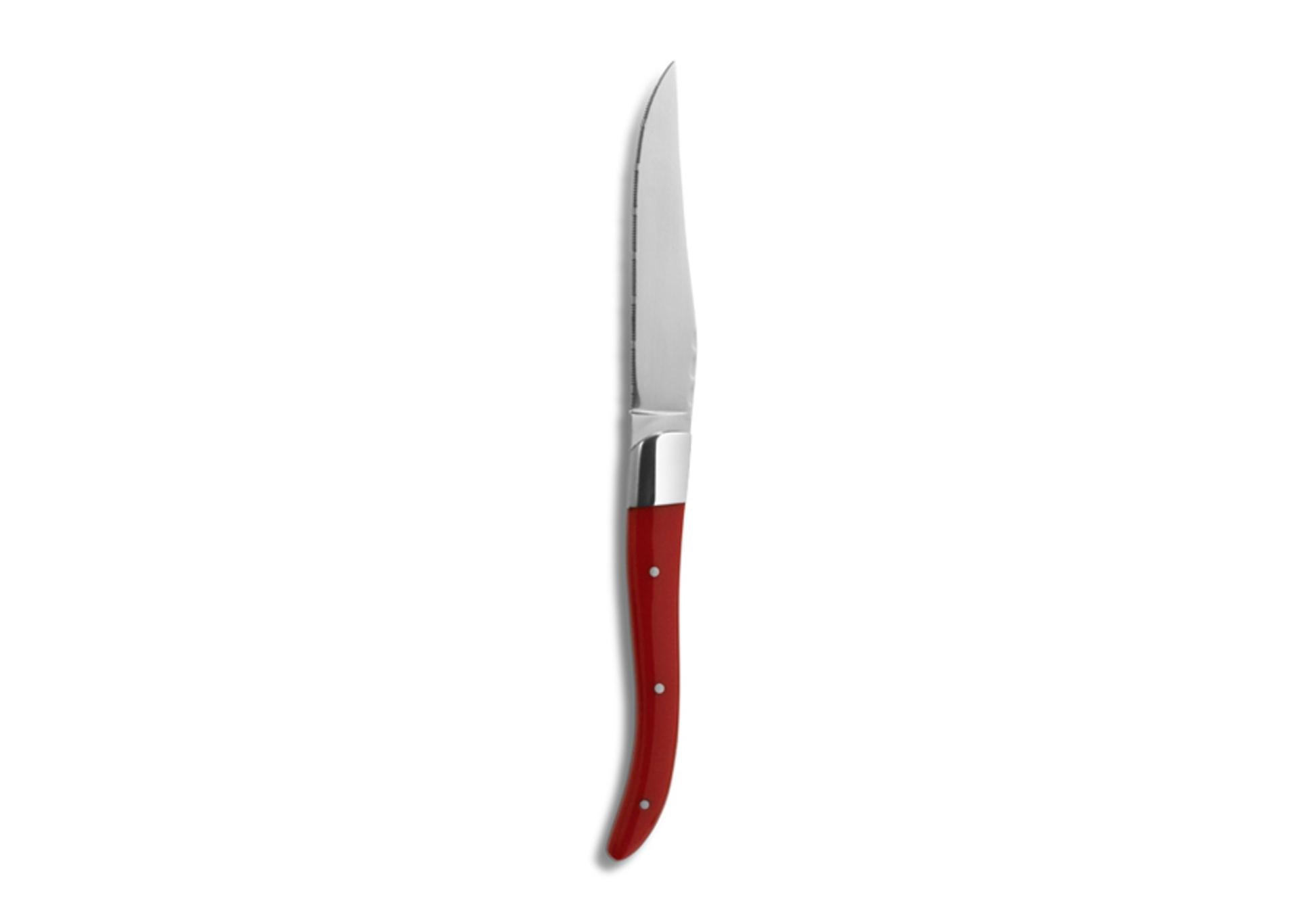 Comas Chuleteros HQ Coltello Steak - Lama Microseghettata con Manico Rosso - Set 6 Pz