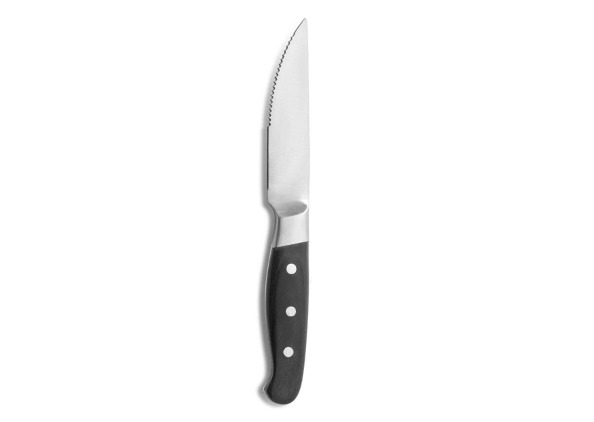 Comas Chuleteros HQ Coltello Steak Aconcagua Black 7445 - Lama Seghettata In Acciaio Inossidabile Temprato e Manico In Legno Pakka - Set 6 Pz