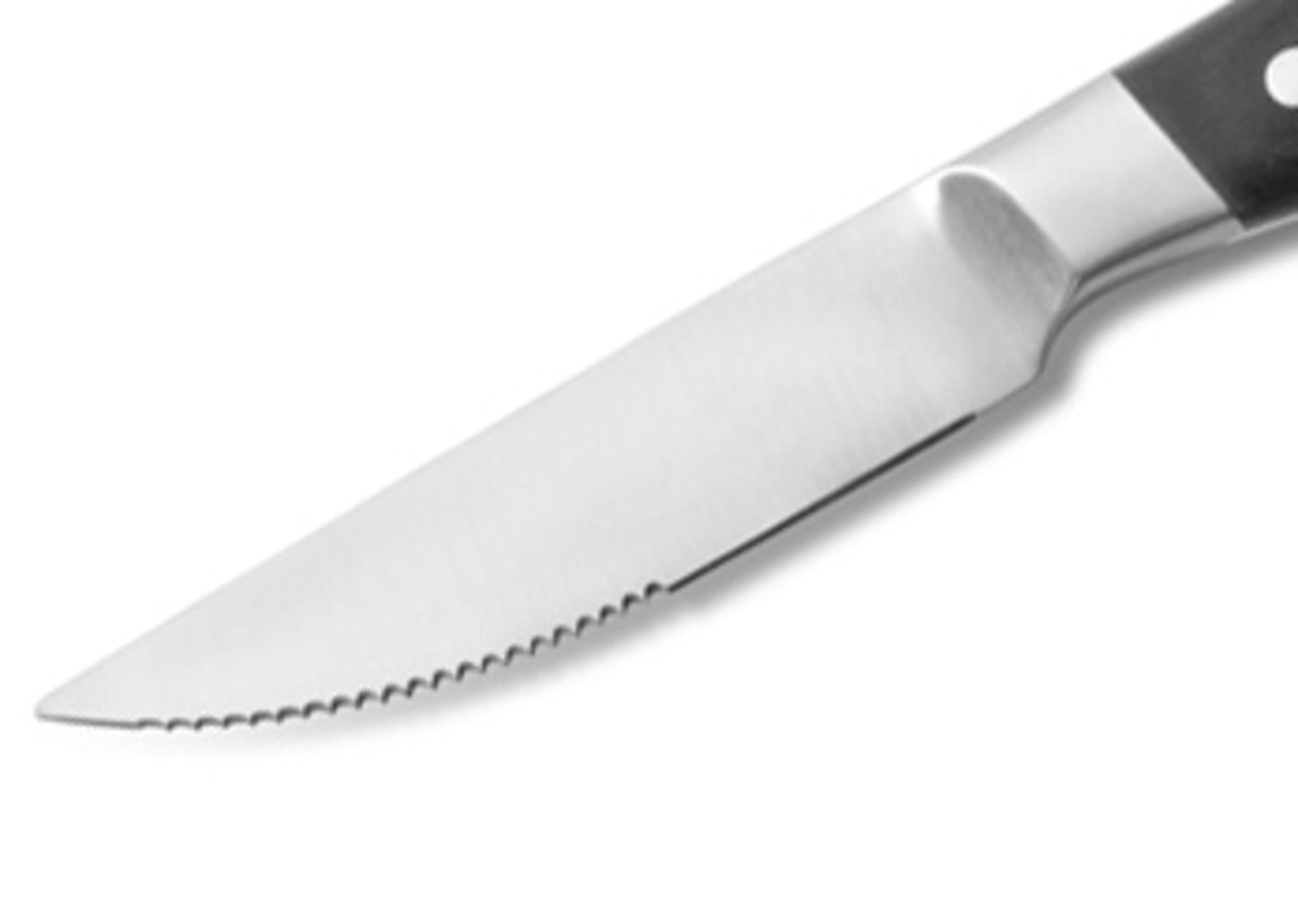 Comas Chuleteros HQ Coltello Steak Aconcagua Black 7445 - Lama Seghettata In Acciaio Inossidabile Temprato e Manico In Legno Pakka - Set 6 Pz