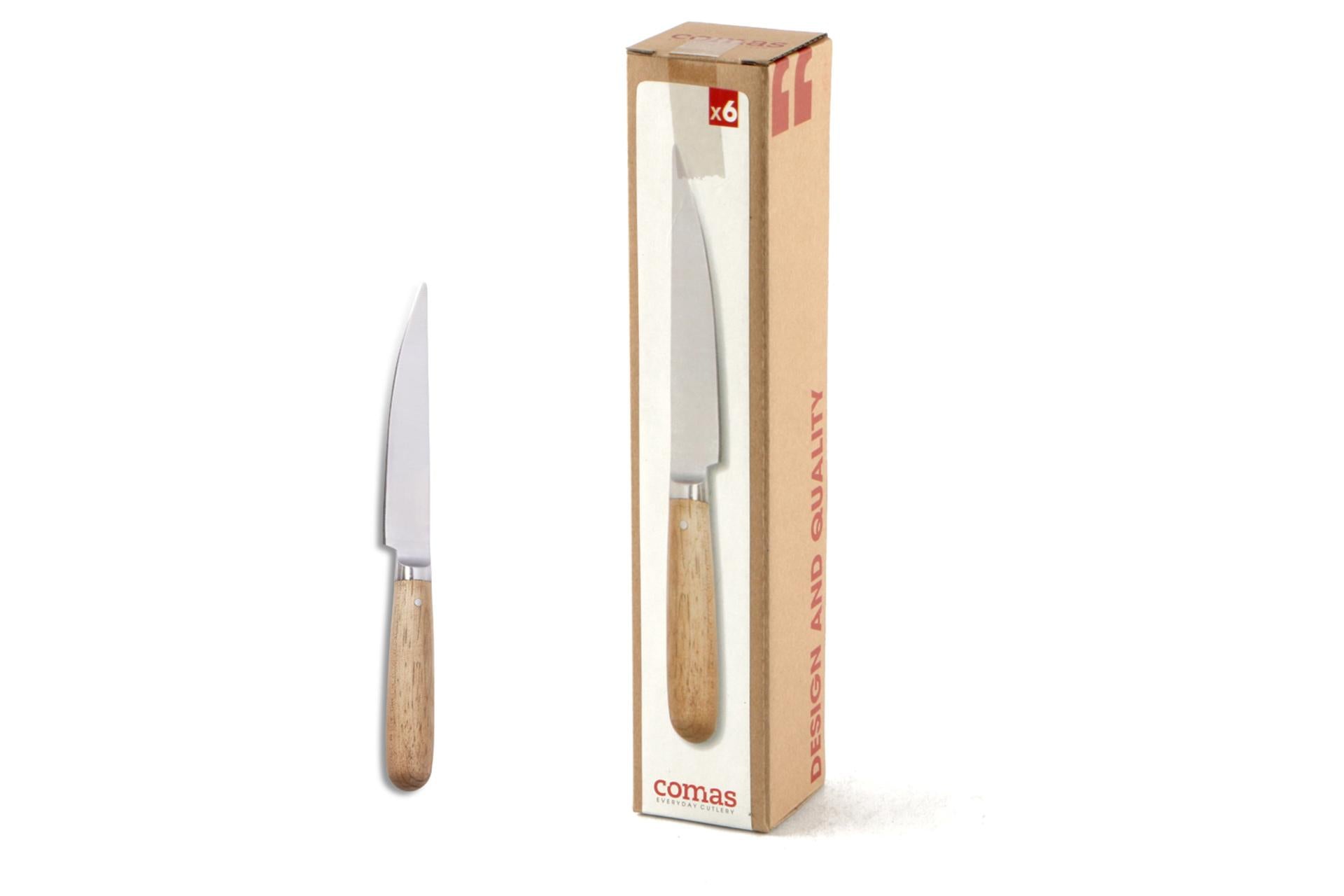 Comas Chuleteros HQ Coltello Bistecca Aneto 7532 - Lama Liscia In Acciaio Inossidabile Temprato e Manico In Legno di Quercia - Set 6 Pz 3