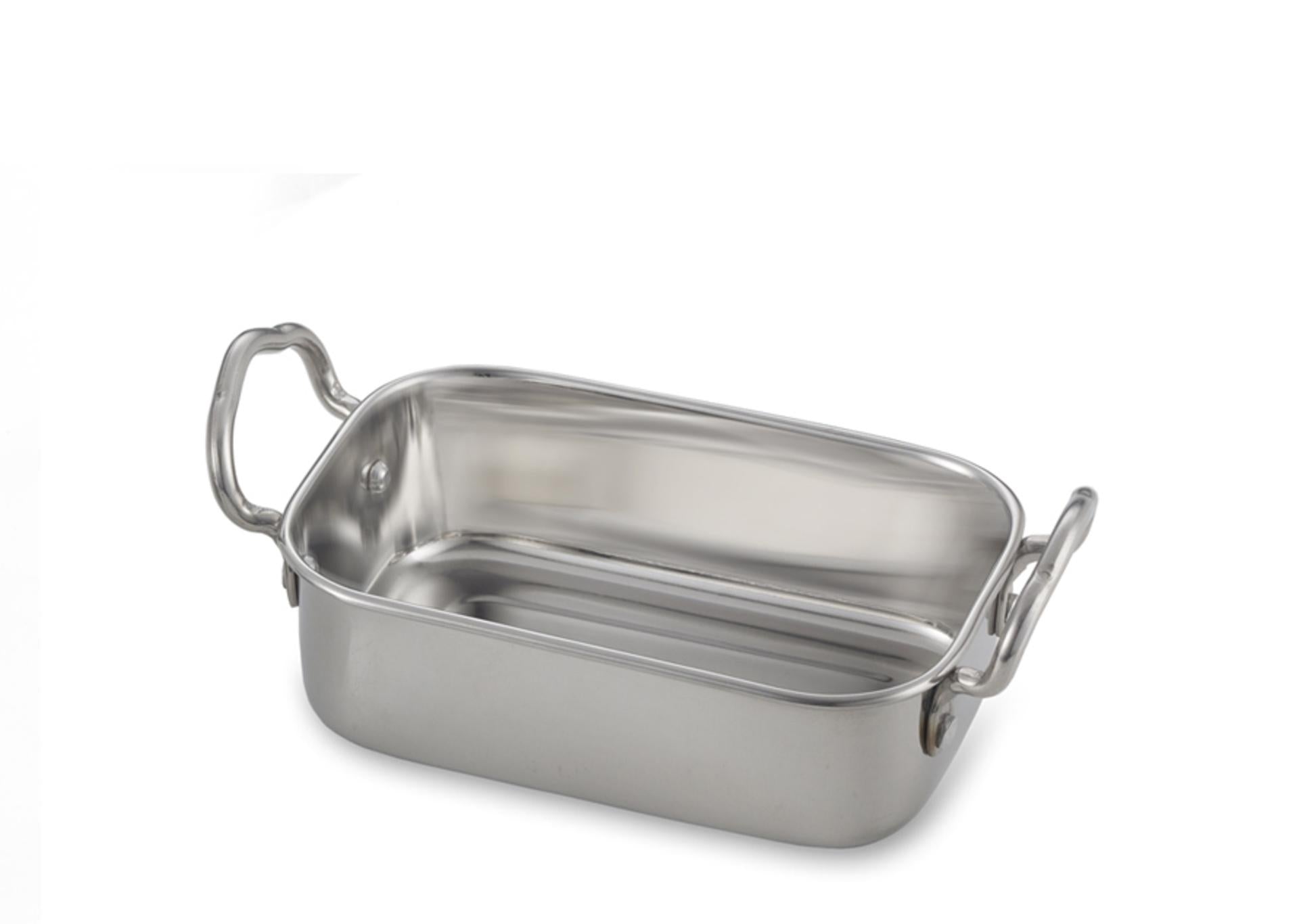 Comas Gourmet Mini Teglia Porta Snack H.4 cm - 14.5 x 9.5 cm In Acciaio Inox Con Manici