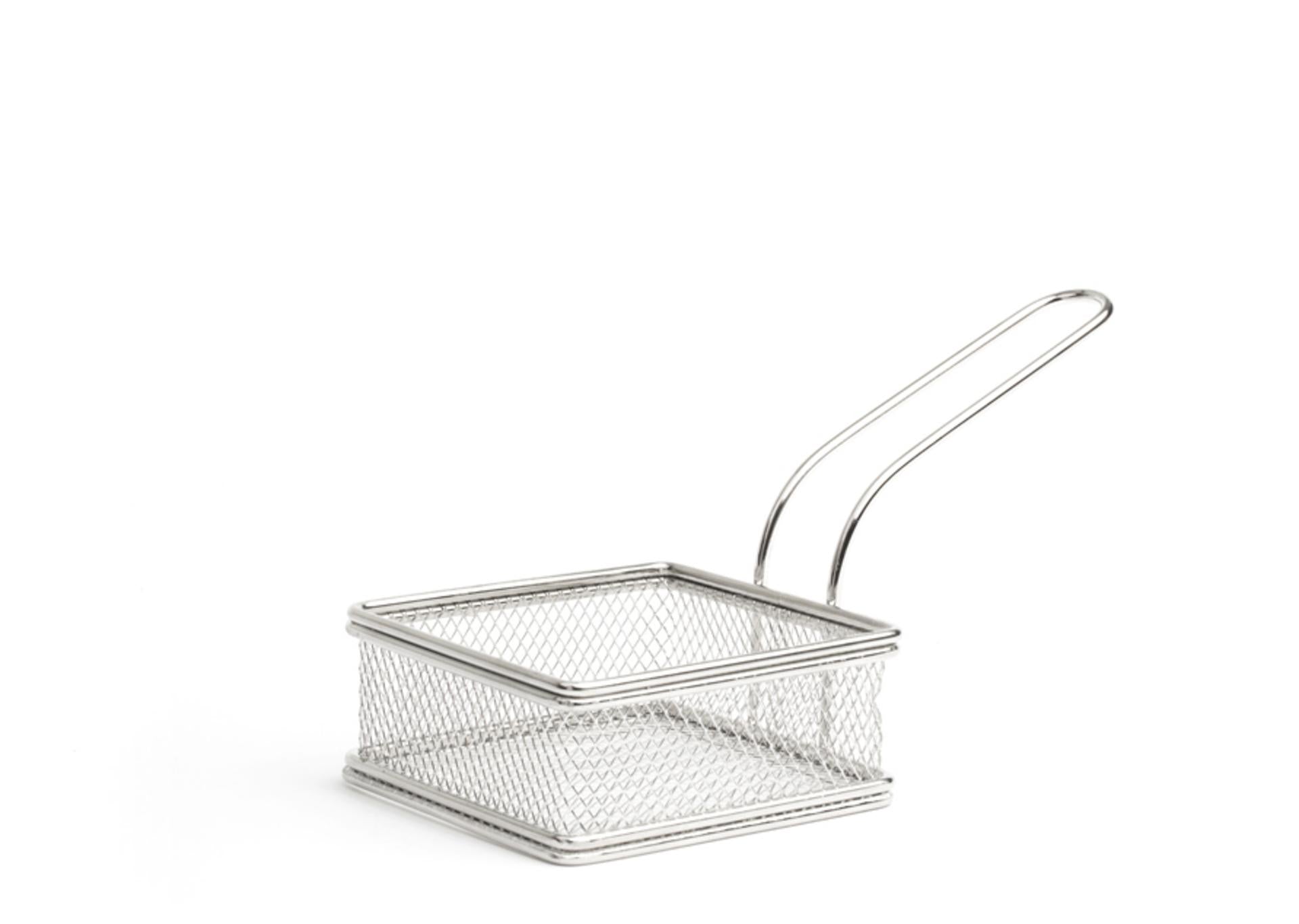 Comas Mini Cestino Porta Fritti Inox H.4.5 cm - 11 x 11 cm In Acciaio Inox Con Manico