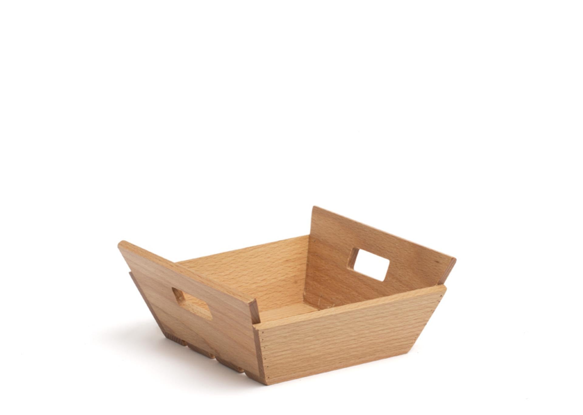Comas Hogaza Mini Cesta Quadrata In Legno Con Manici 17 x 17 x H7 cm