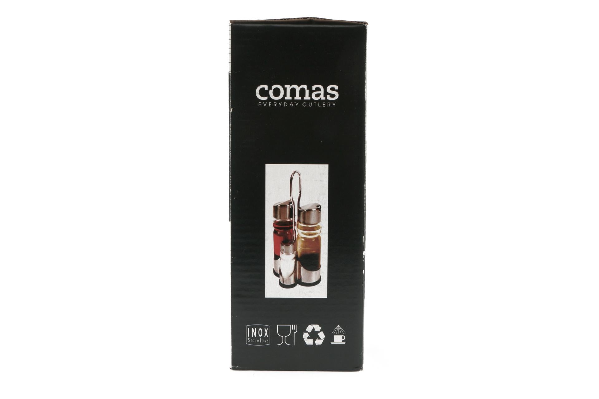 Comas Set Menage 4 Pezzi In Vetro e Acciaio Inox - Oliera e Saliera Con Supporto Inox - Set 4 Pz 5