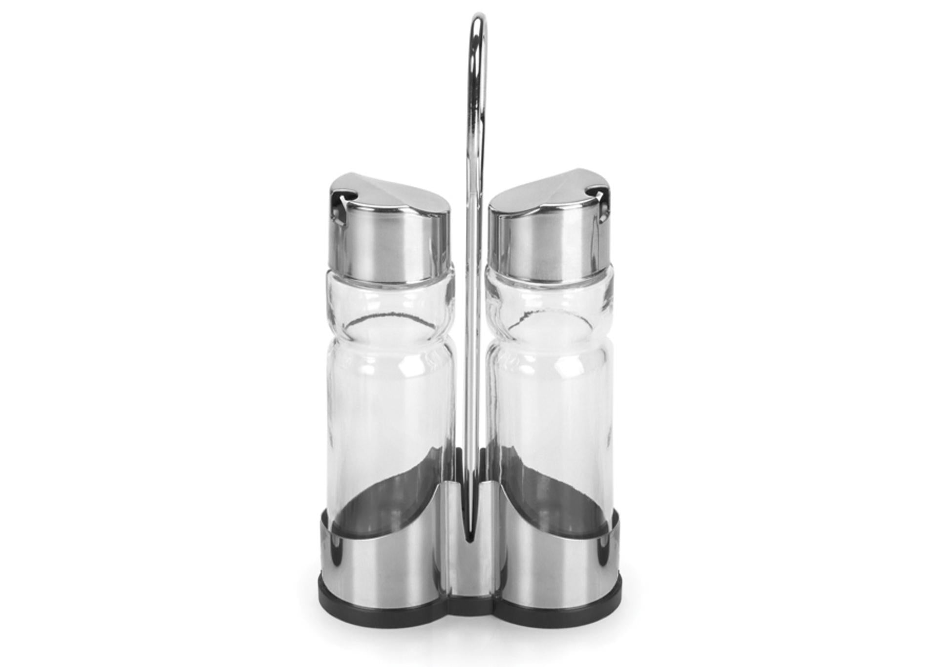 Comas Menage 2 Pezzi Olio-Aceto In Vetro e Acciaio Inox Con Supporto - Set 2 Pz