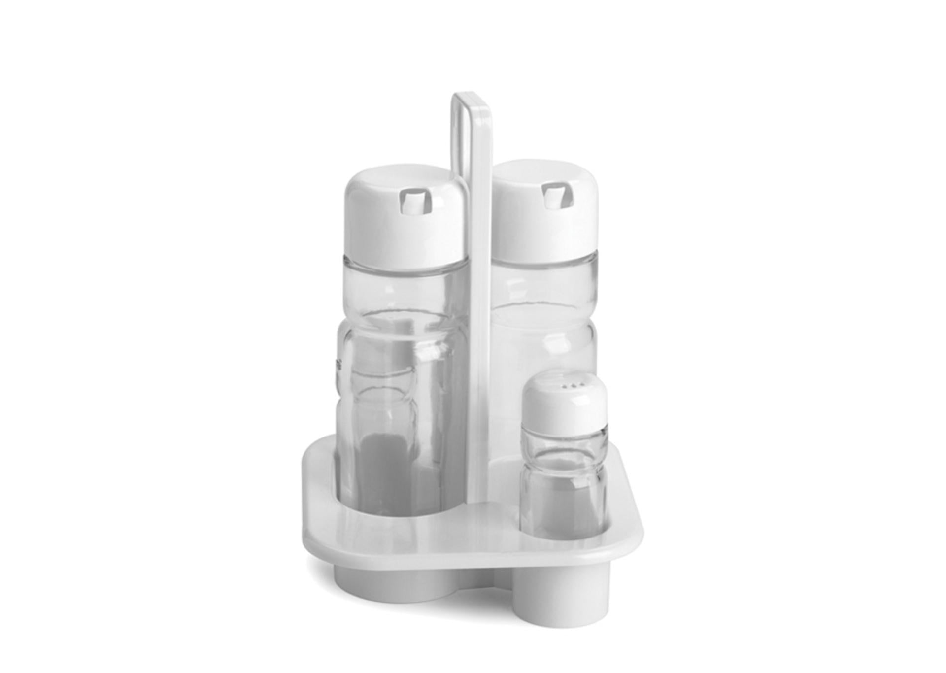 Comas Menage New York 4 Pezzi - Olio, Aceto, Pepe, Sale Con Supporto In ABS