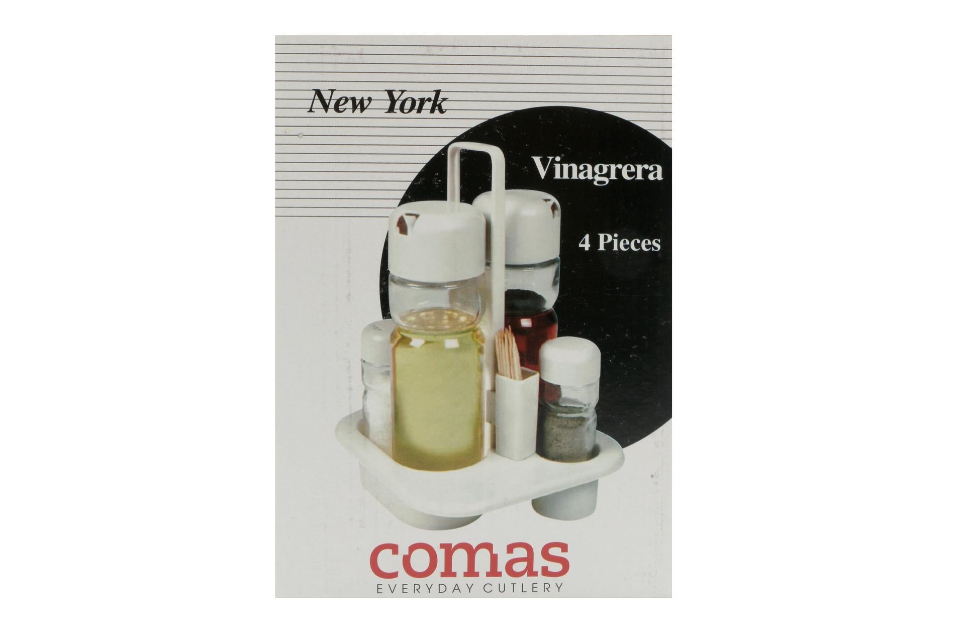 Comas Menage New York 4 Pezzi - Olio, Aceto, Pepe, Sale Con Supporto In ABS 4
