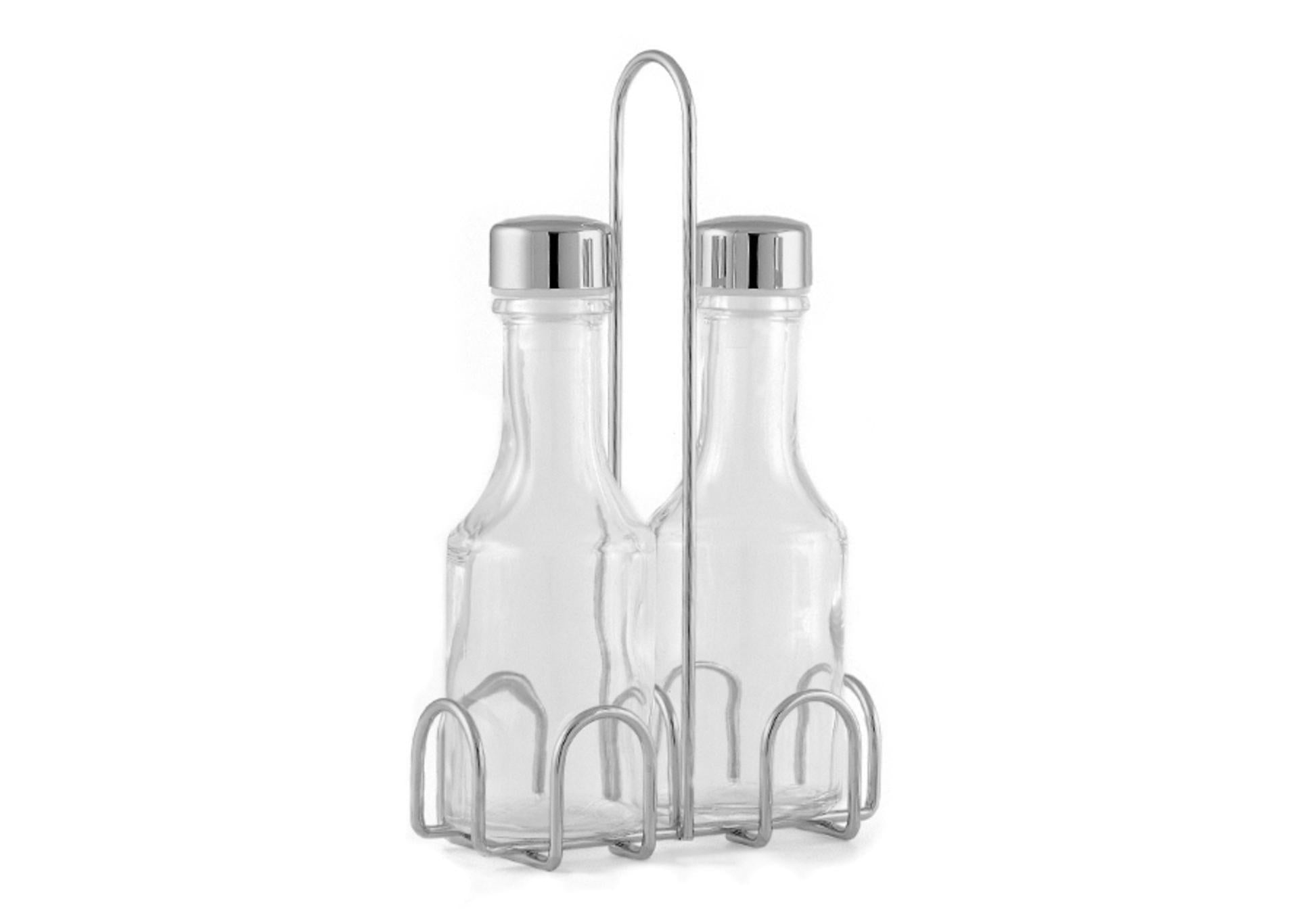 Comas Menage 2 Pezzi Olio-Aceto In Vetro e Acciaio Inox 3164 Con Supporto In Filo di Acciaio Inox - Set 2 Pz