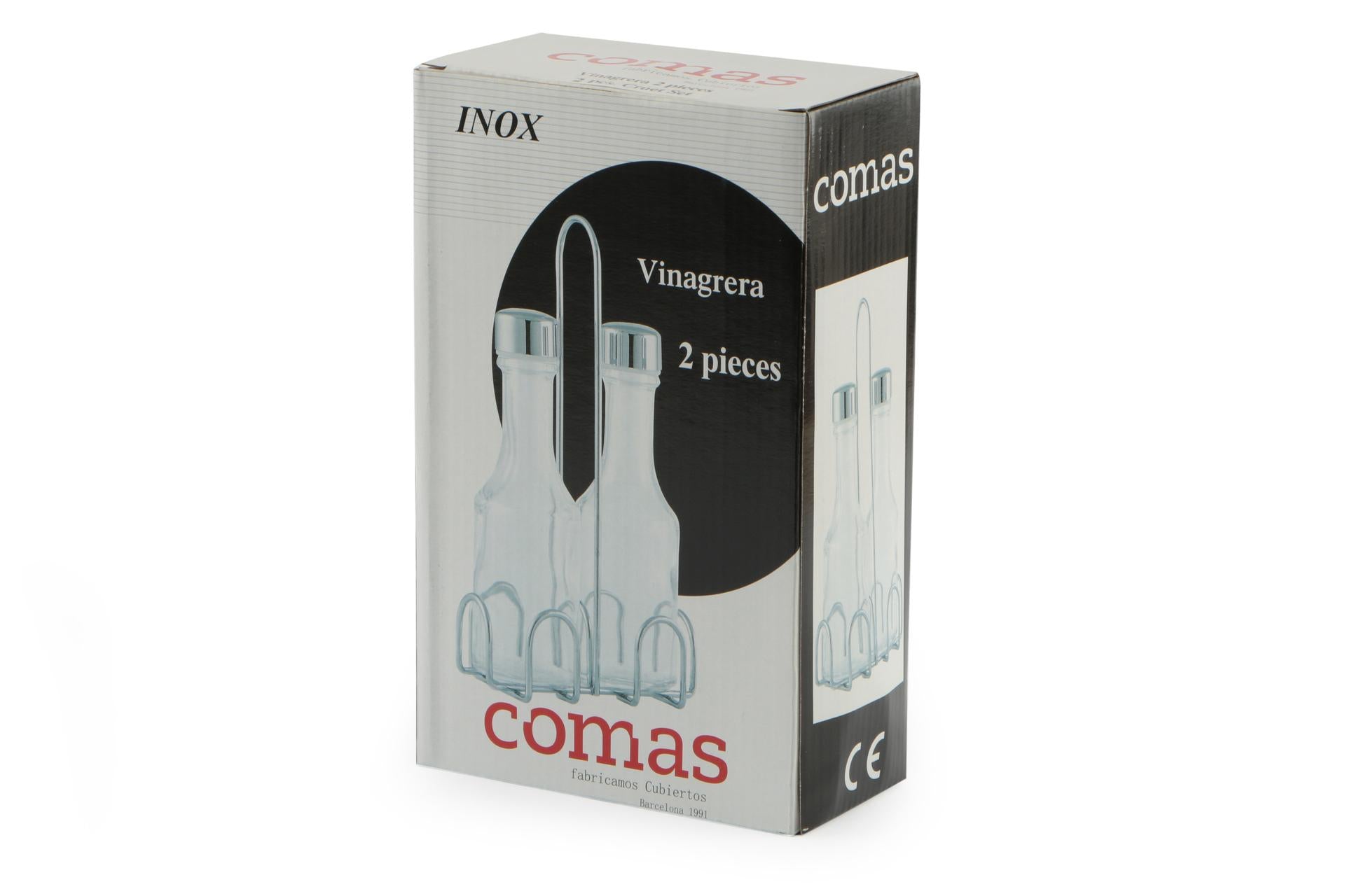 Comas Menage 2 Pezzi Olio-Aceto In Vetro e Acciaio Inox 3164 Con Supporto In Filo di Acciaio Inox - Set 2 Pz 3