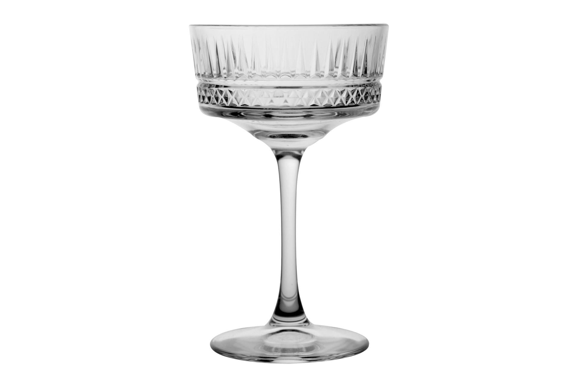Pasabahce Elysia Set 4 Calici Champagne 26 cl - Vetro con Design Vintage e Scanalature - Set 4 Pz