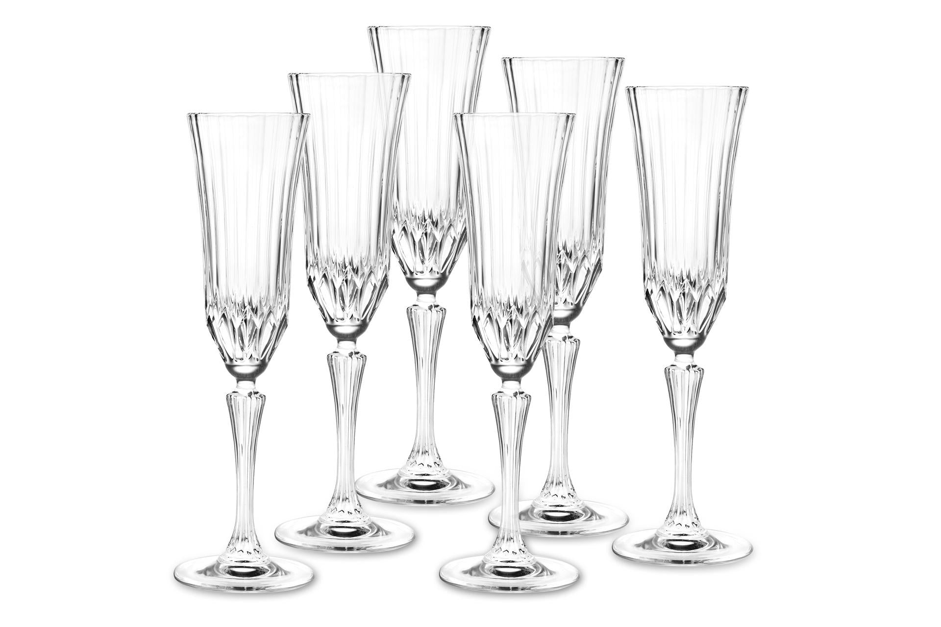 RCR Cristalleria Italiana Adagio Set 6 Calici Flute 18 cl - Vetro Cristallino Eco-Compatibile - Set 6 Pz
