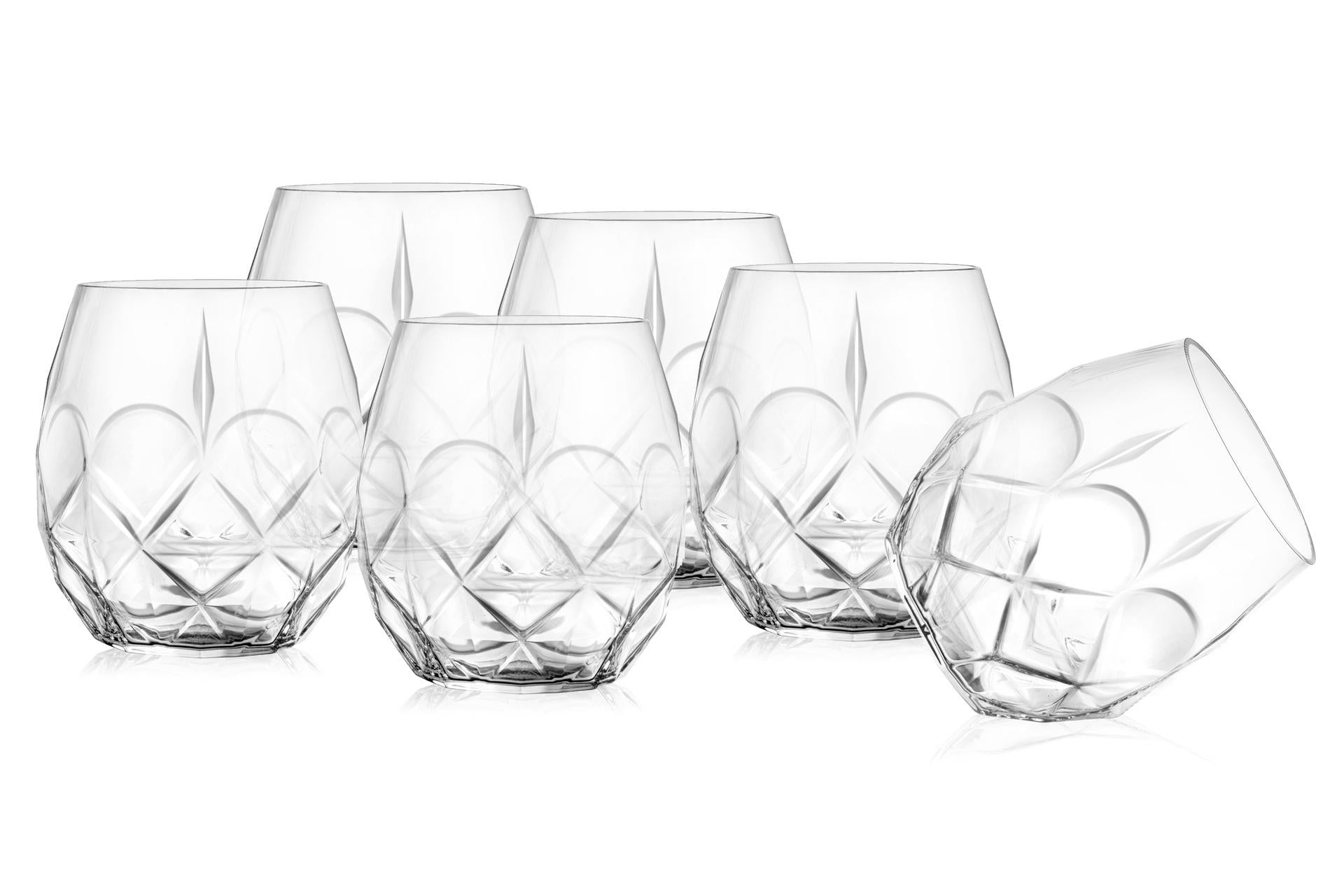 RCR Cristalleria Italiana Alkemist Set 6 Bicchieri Acqua Inclinabili 38 cl In Vetro Cristallino - Set 6 Pz
