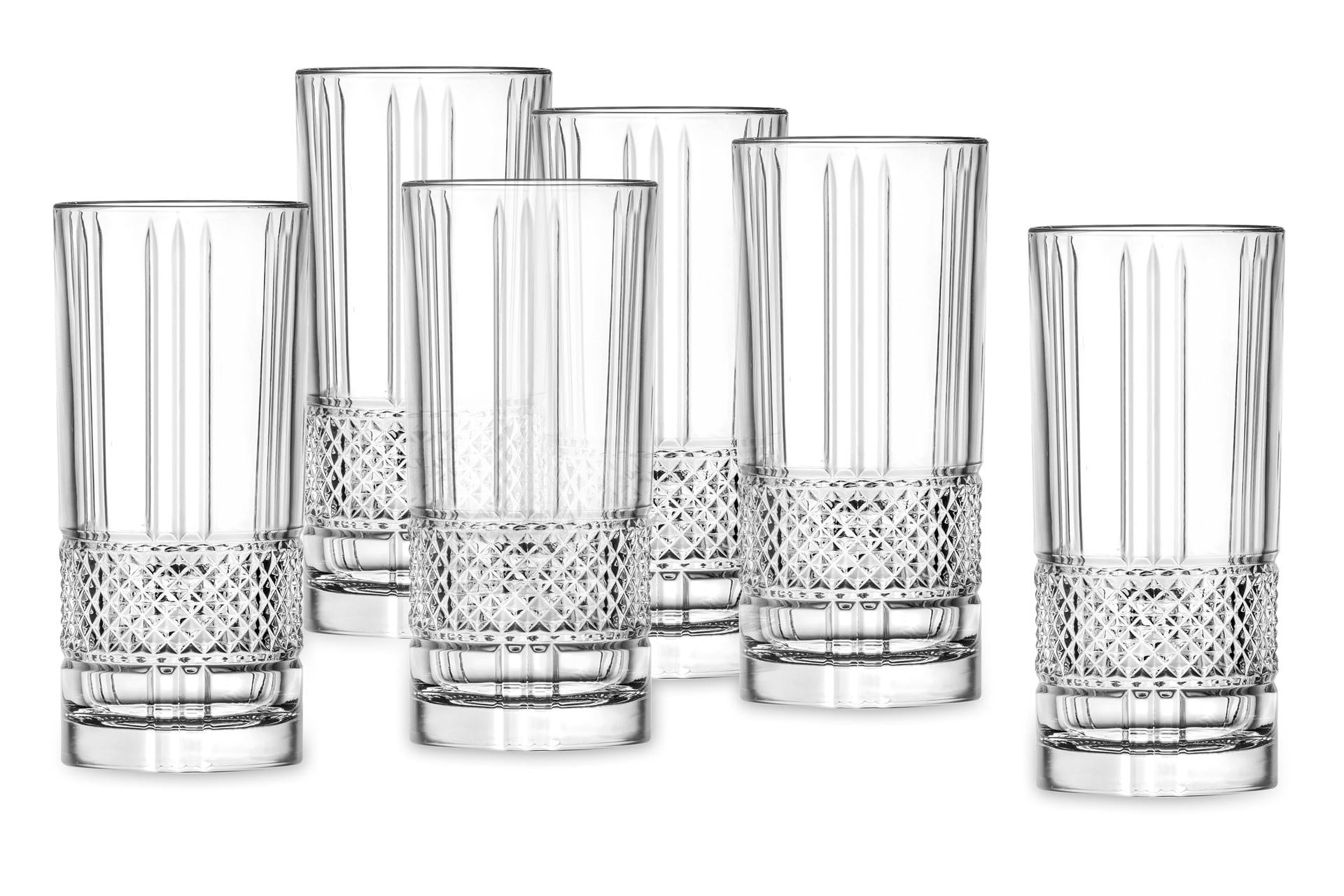 RCR Cristalleria Italiana Brillante Set 6 Bicchieri HB 37 cl In Eco-Crystal Con Design Intaglio a Diamante - Set 6 Pz