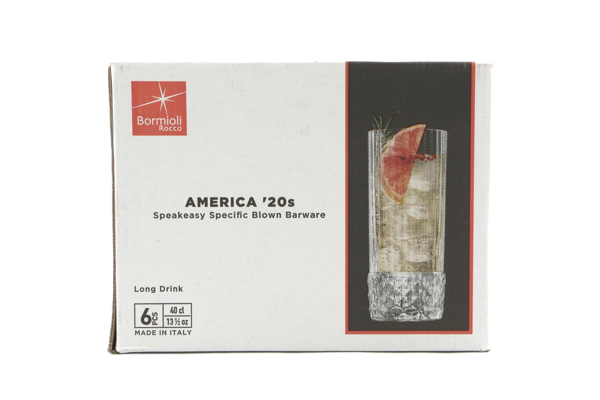 Bormioli Rocco America '20s Set 6 Bicchieri Long Drink Cl.40 - H.15.8 cm Ø6.8 cm - Set 6 Pz 6