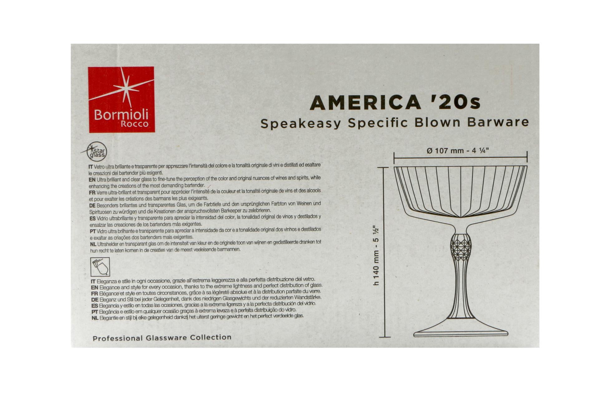 Bormioli Rocco America '20s Set 6 Calici Fizz Cl.27.5 - H.13.8 cm Ø10.8 cm - Set 6 Pz 6