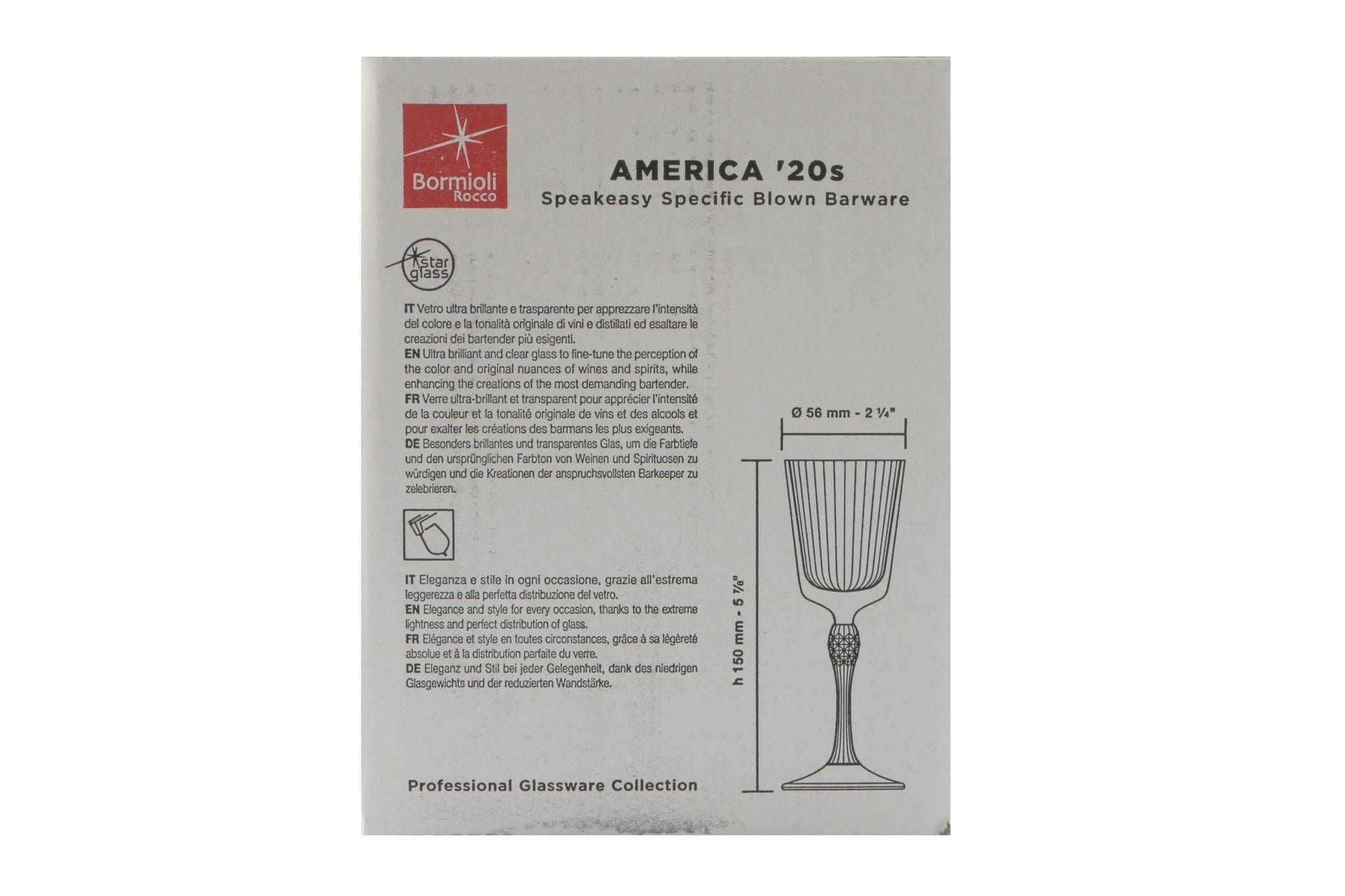 Bormioli Rocco America '20s Set 6 Calici Cordial 8 cl - H.15 cm Ø5.6 cm - Set 6 Pz 6