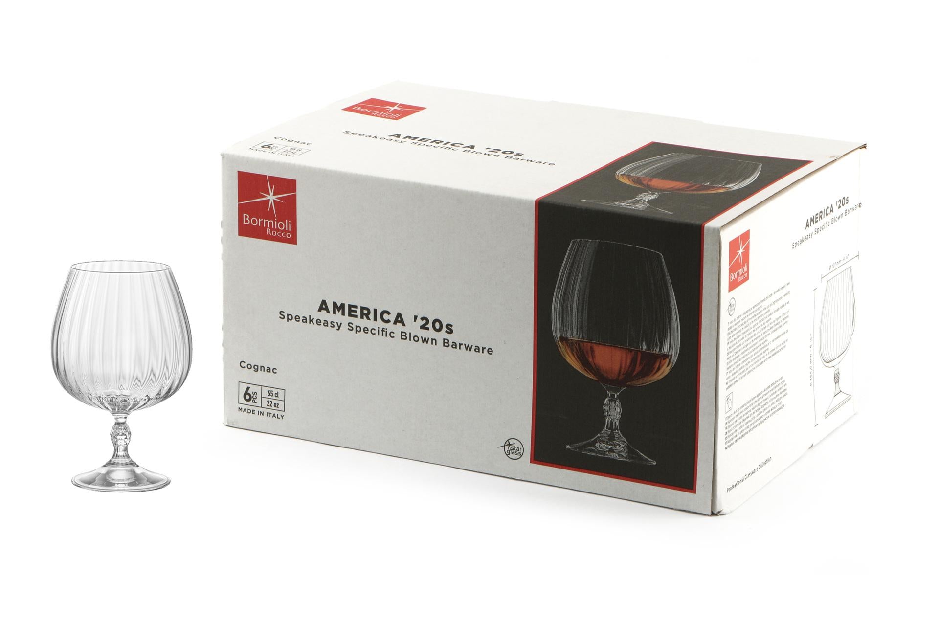 Bormioli Rocco America '20s Set 6 Calici Cognac Cl 65 - H 16.5 cm Ø10.7 cm - Set 6 Pz 3