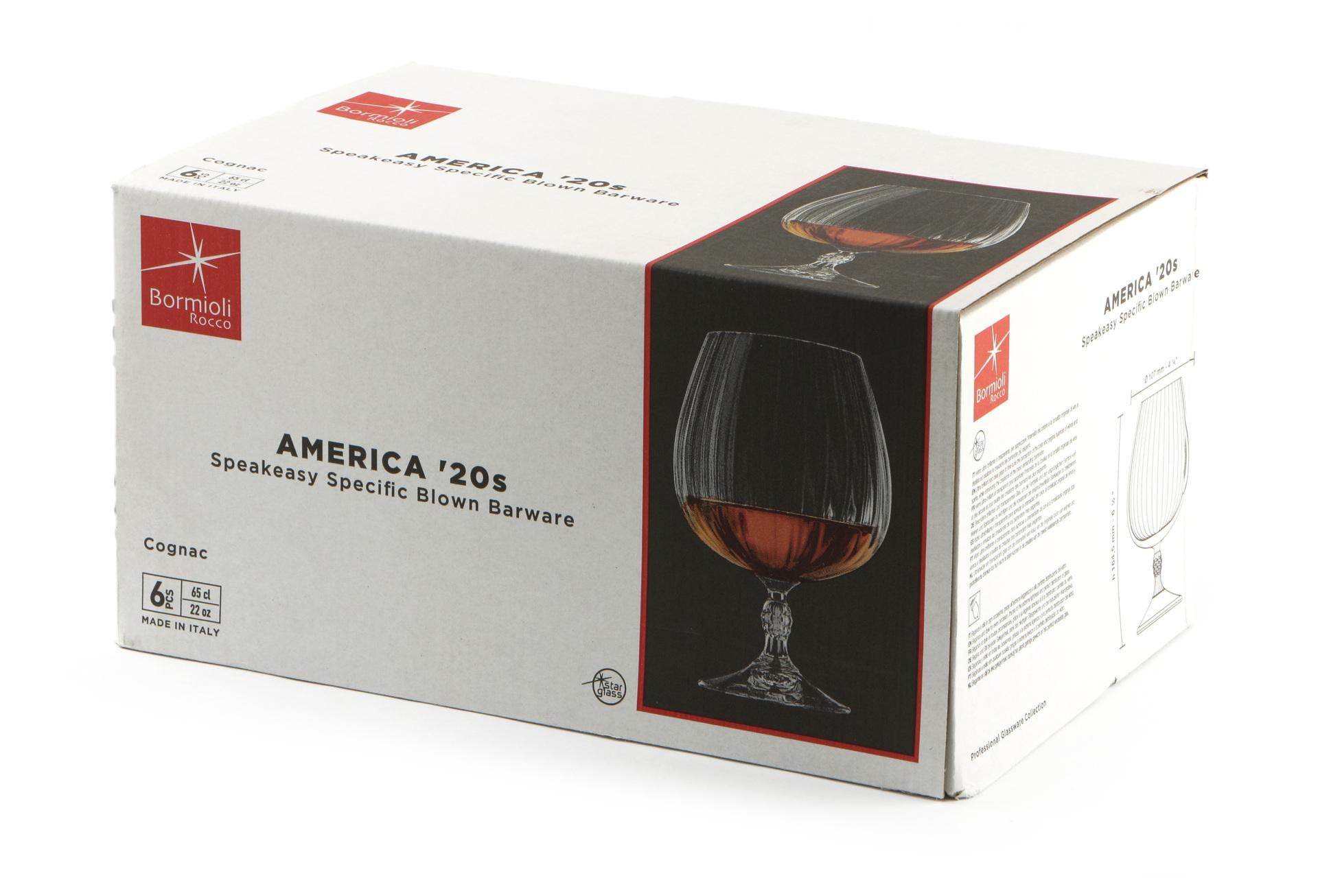 Bormioli Rocco America '20s Set 6 Calici Cognac Cl 65 - H 16.5 cm Ø10.7 cm - Set 6 Pz 4