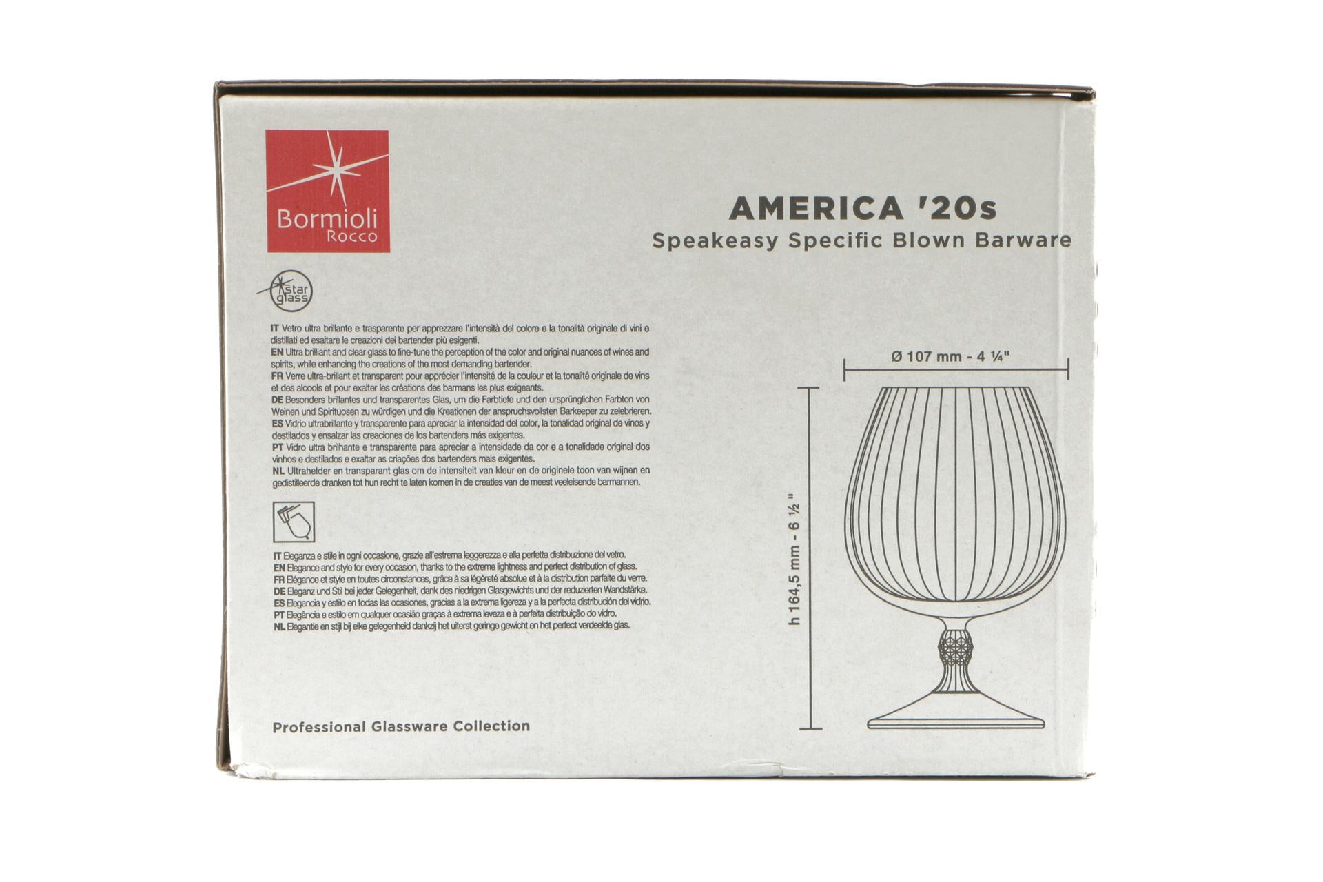 Bormioli Rocco America '20s Set 6 Calici Cognac Cl 65 - H 16.5 cm Ø10.7 cm - Set 6 Pz 5