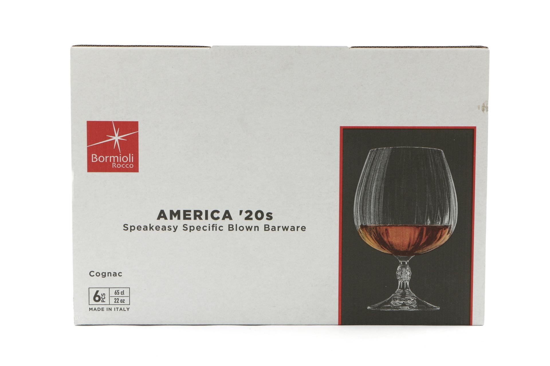Bormioli Rocco America '20s Set 6 Calici Cognac Cl 65 - H 16.5 cm Ø10.7 cm - Set 6 Pz 6