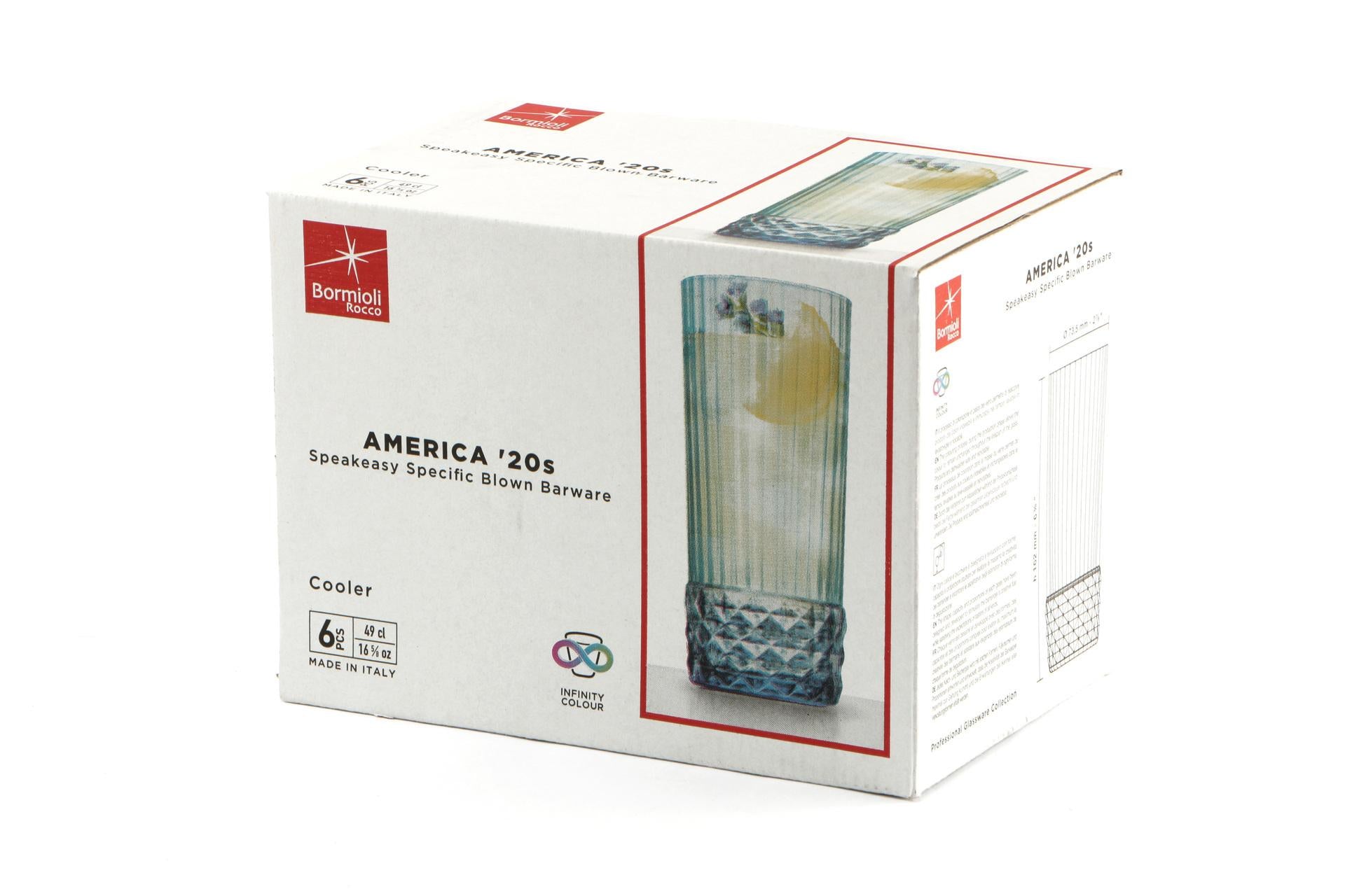 Bormioli Rocco America '20s Bicchieri Cooler Blu Zaffiro 49 cl - Confezione da 6 - Set 6 Pz 4
