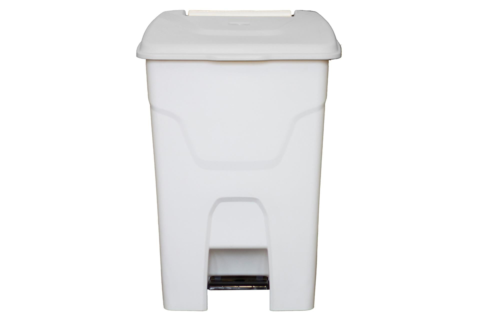Stilcasa Pattumiera Plastica Con Pedale 80L - 50,5 x 40 x H.73 cm Bianca Con Maniglia Posteriore
