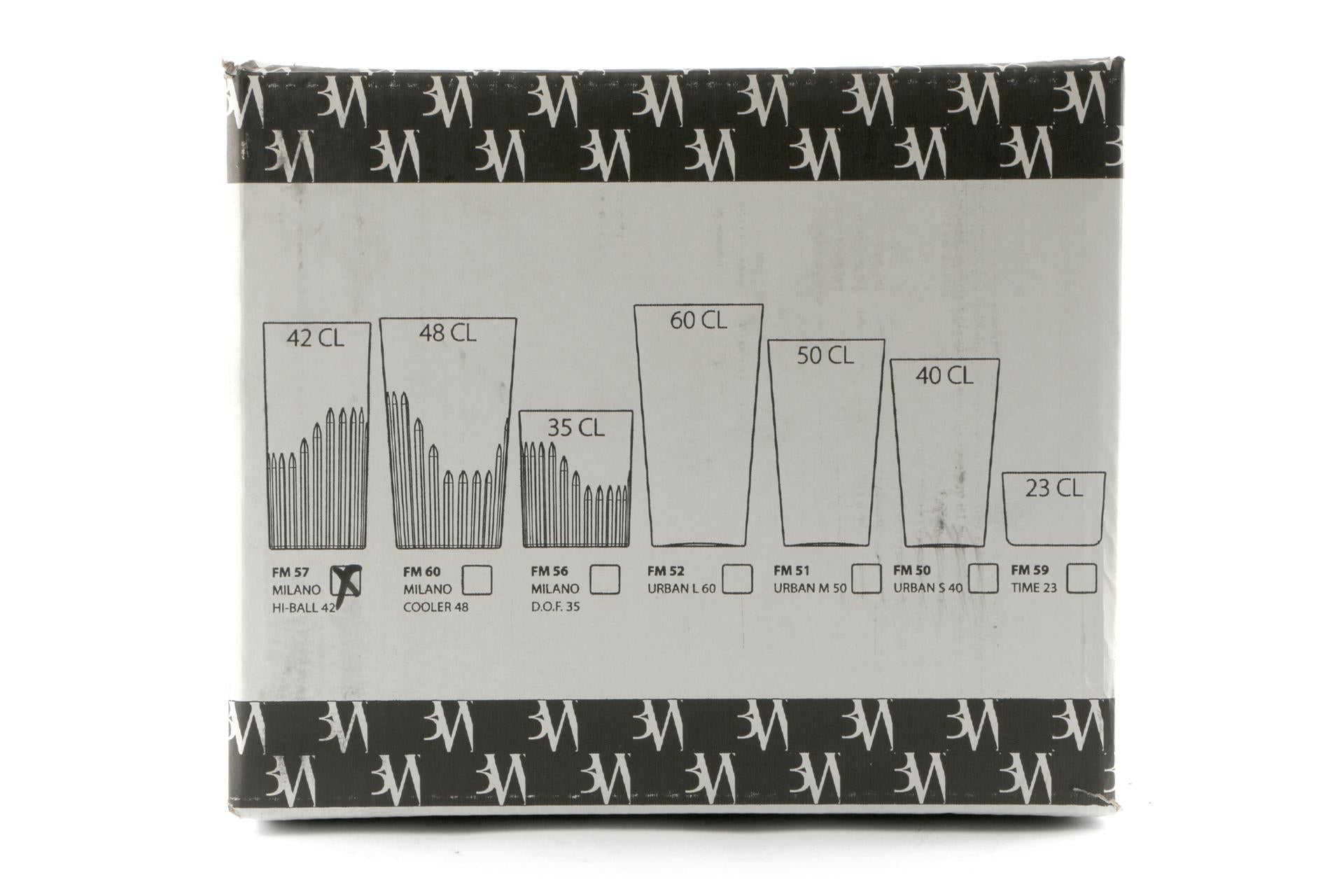 Brevetti Waf Milano Bicchiere Highball 42 cl - H.15.1 cm In SAN - Set 24 Pz