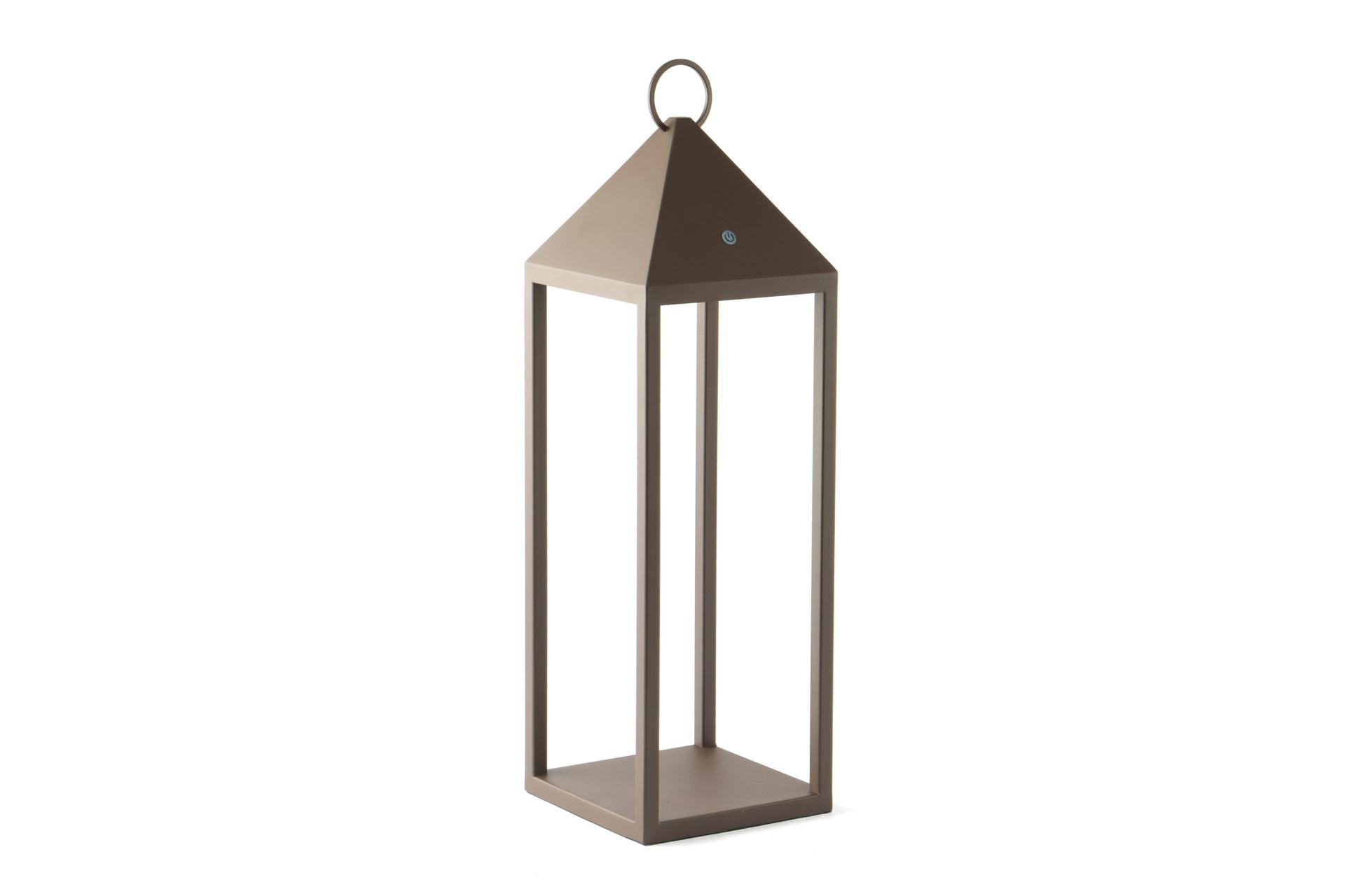 Import Tavola Professional Glow Lanterna LED Ricaricabile H.50 cm - 15 x 15 cm In Alluminio Verniciato Bronzo Con Diffusore In Policarbonato e Luce Regolabile