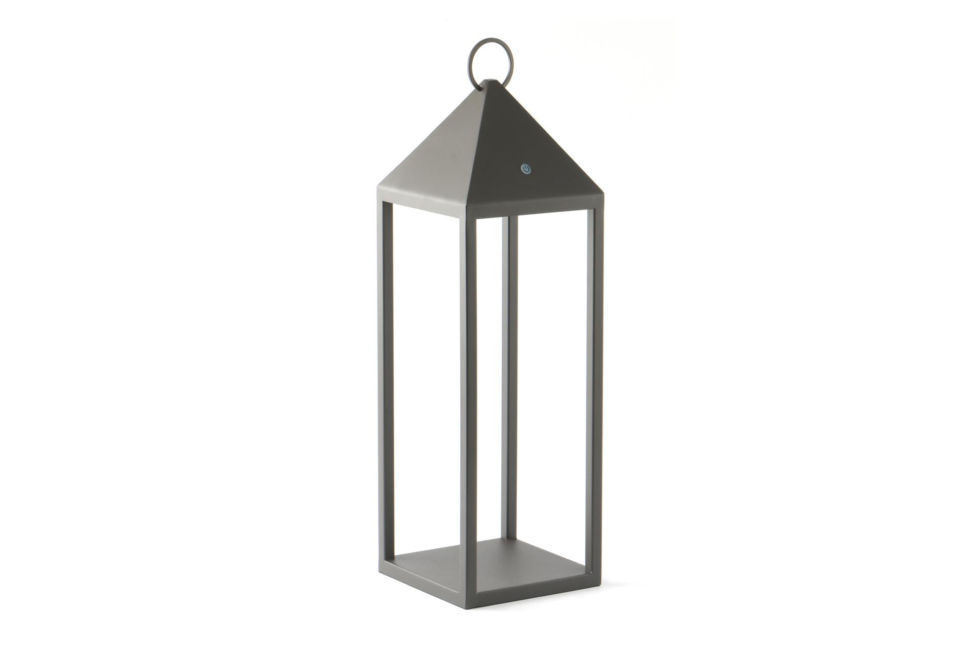 Import Tavola Professional Glow Lanterna LED Ricaricabile H.50 cm - 15 x 15 cm Antracite In Alluminio Verniciato Con Diffusore In Policarbonato e Luce Regolabile