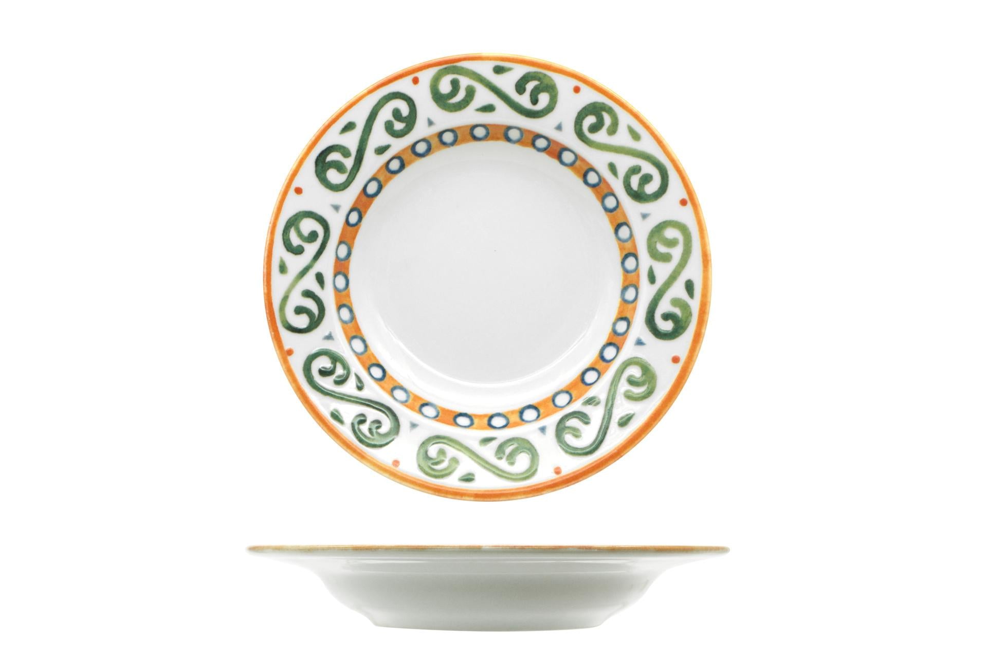 Saturnia Capri Ischia Piatto Fondo Ø23 cm In Porcellana Decorata - Set 12 Pz
