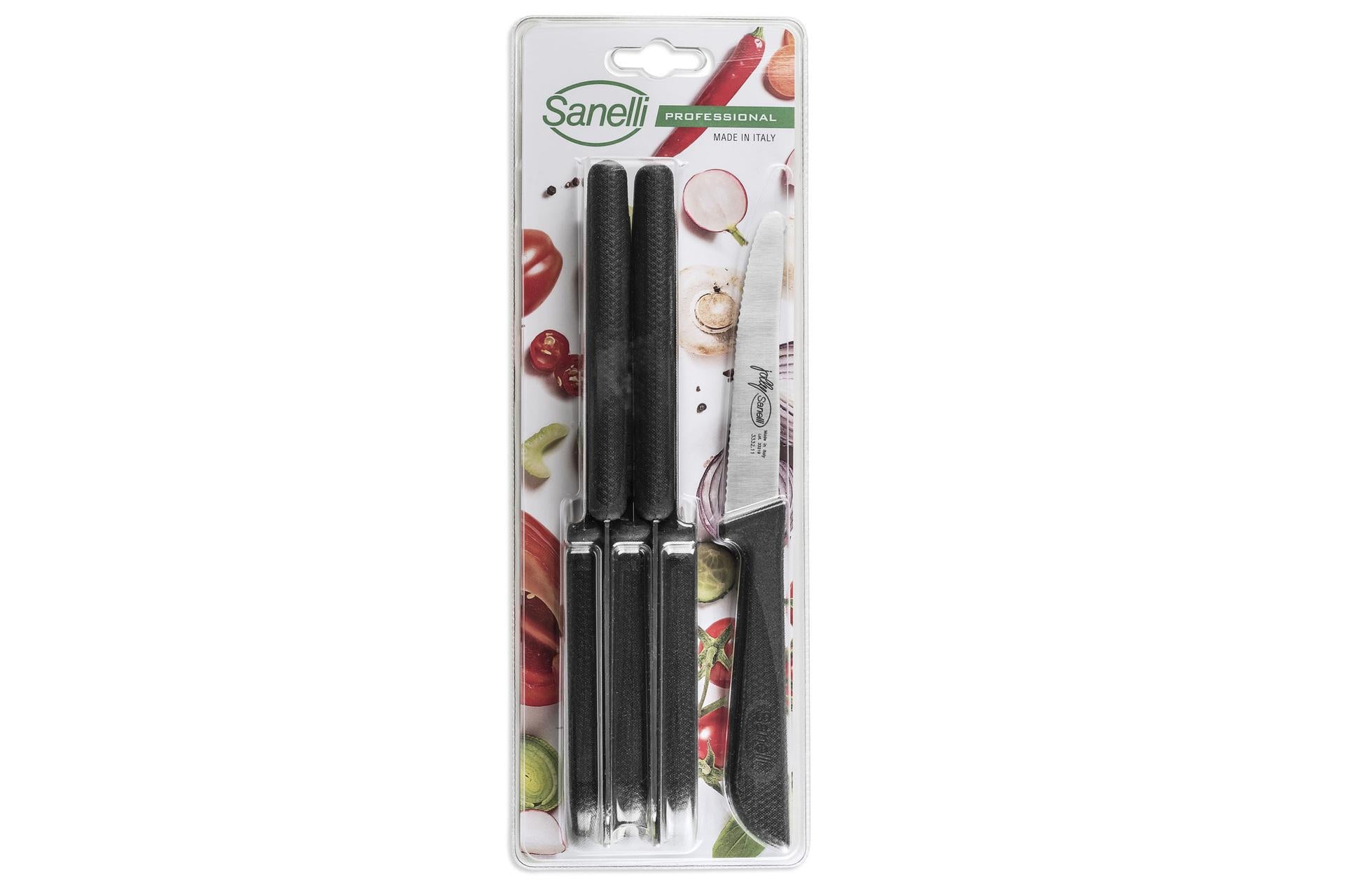 Sanelli Jolly Set 6 Coltelli Tavola - Lama Microseghettata 11 cm Con Punta Arrotondata e Manico Antiscivolo - Set 6 Pz