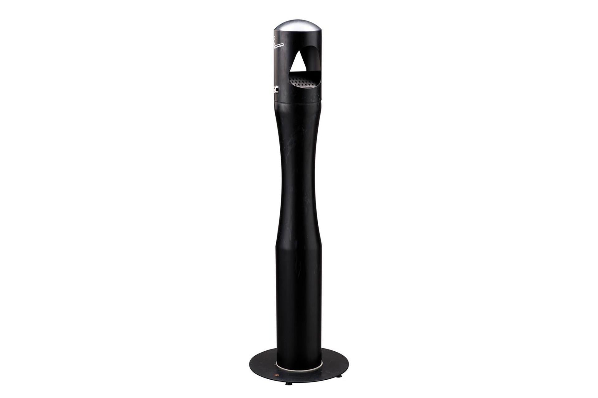 Medial Portacenere Colonna Sagomato Birkin Nero - Acciaio Inox 4L Con Serratura e Simbolo Sigaretta